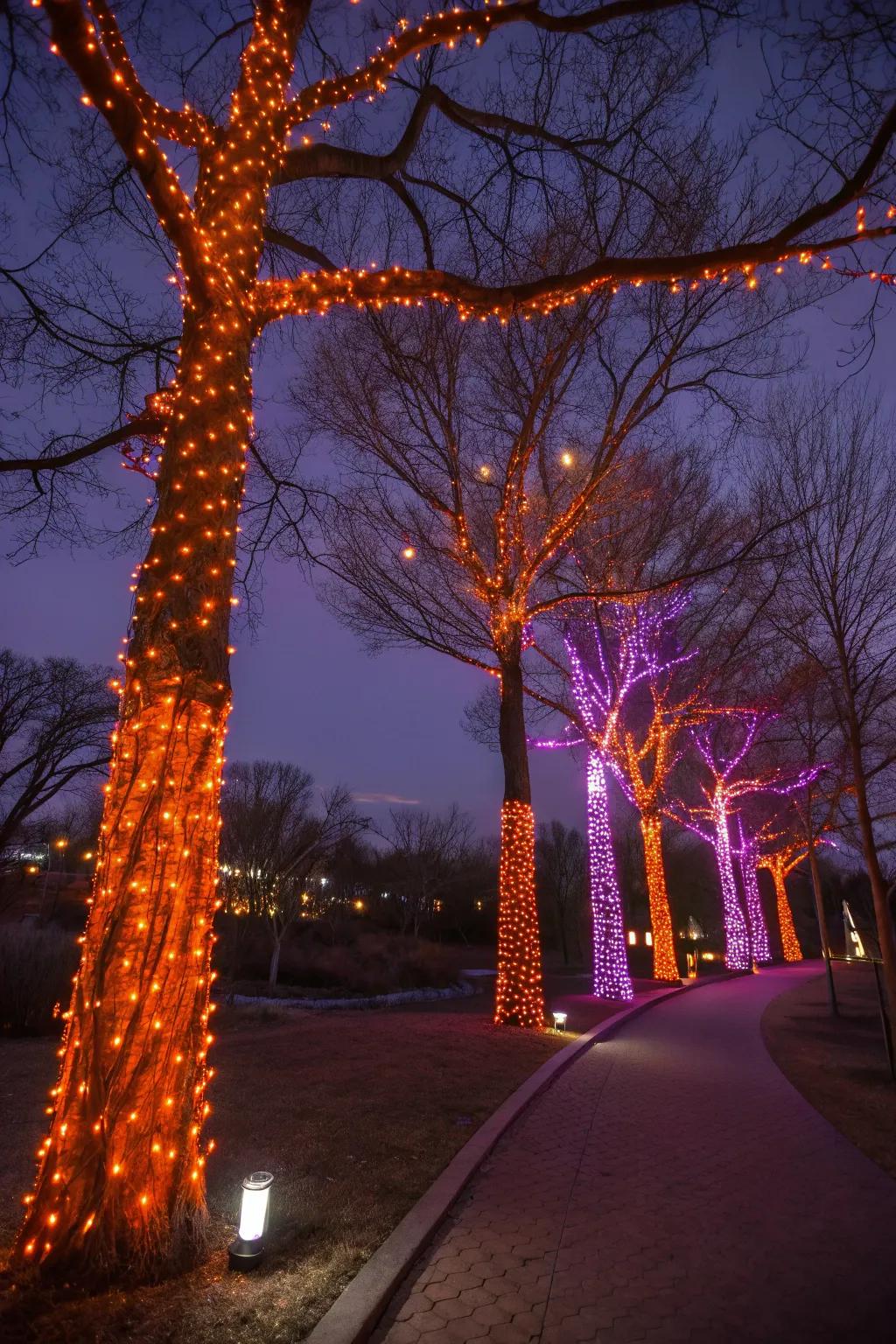 Turn your trees into mystical features with string lights.