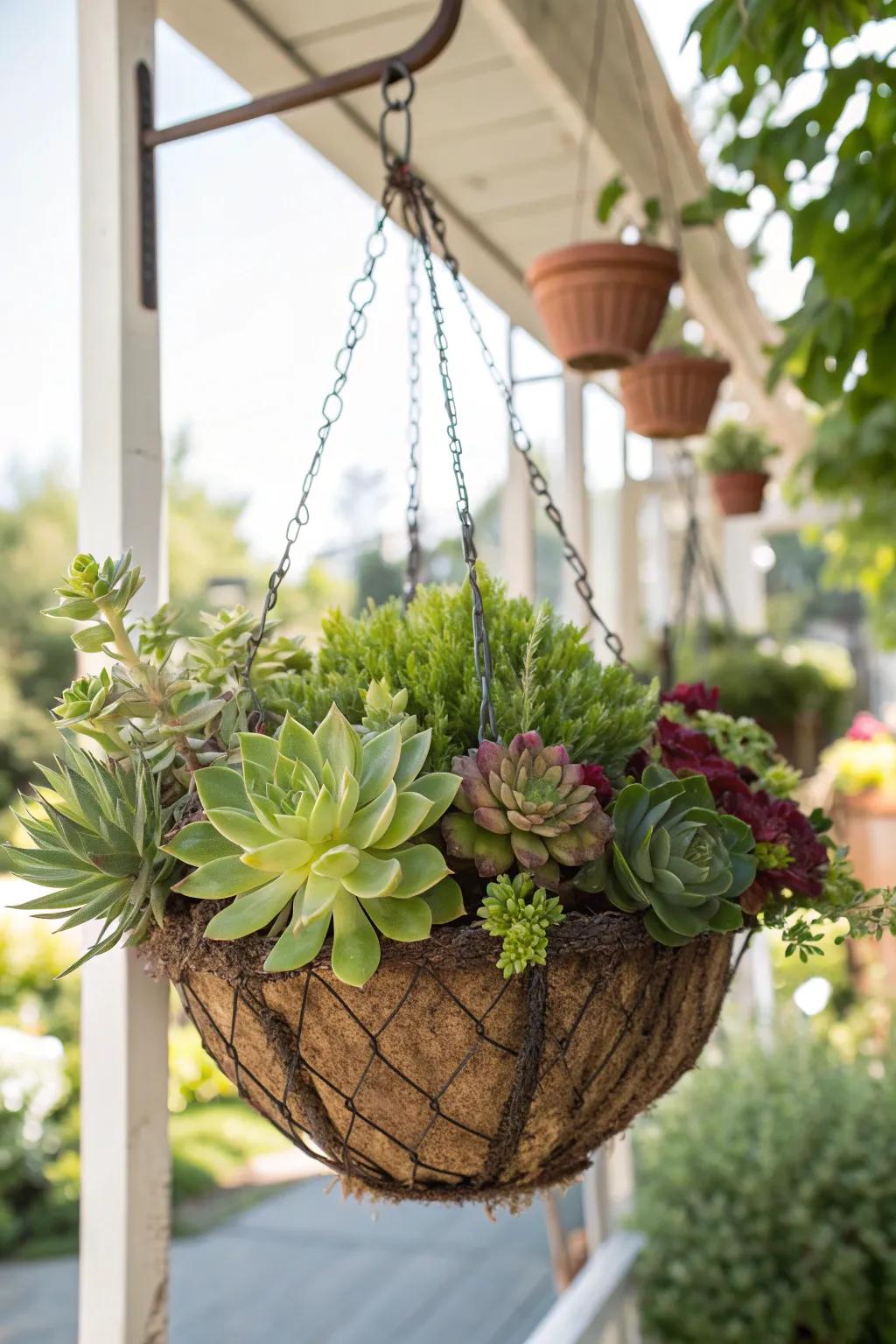 Elevate your garden with hanging basket displays.