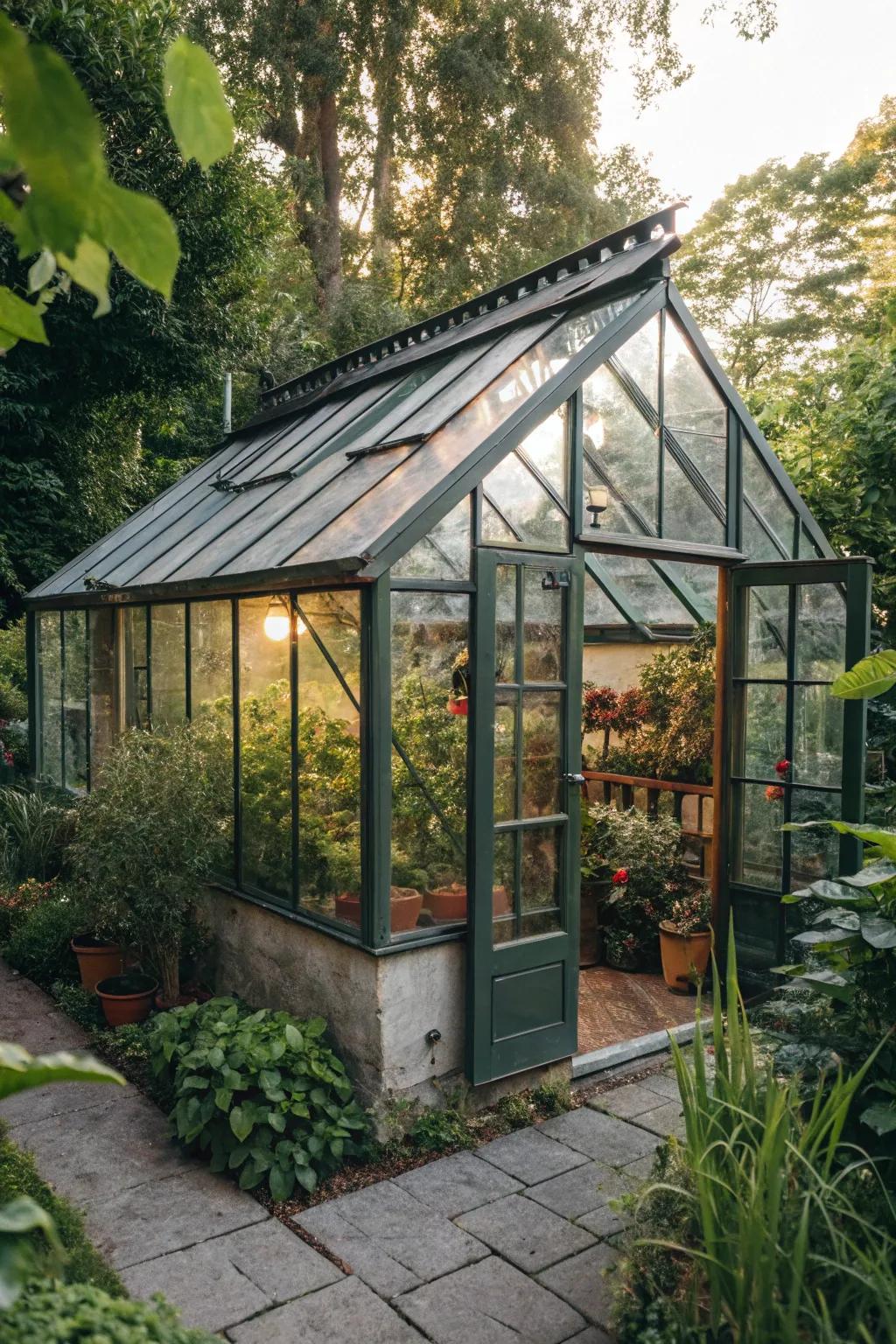 Transform your shed into a greenhouse with glass panels.