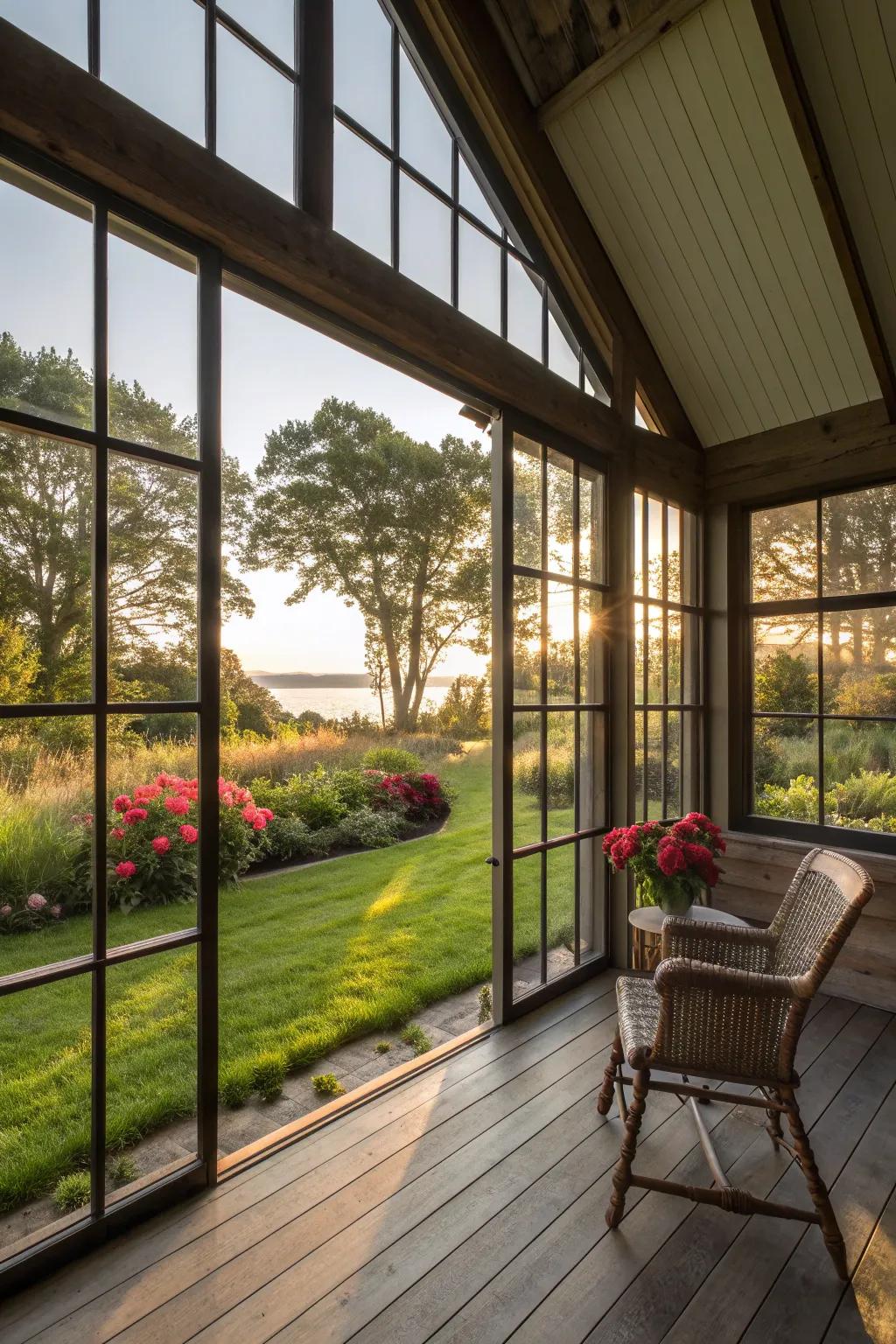 Maximize natural light with large, airy windows.