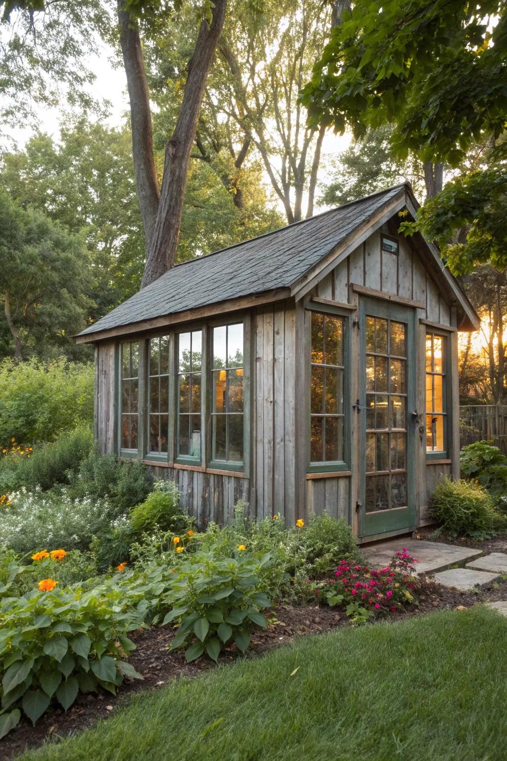 Energy-efficient windows make your shed more comfortable.