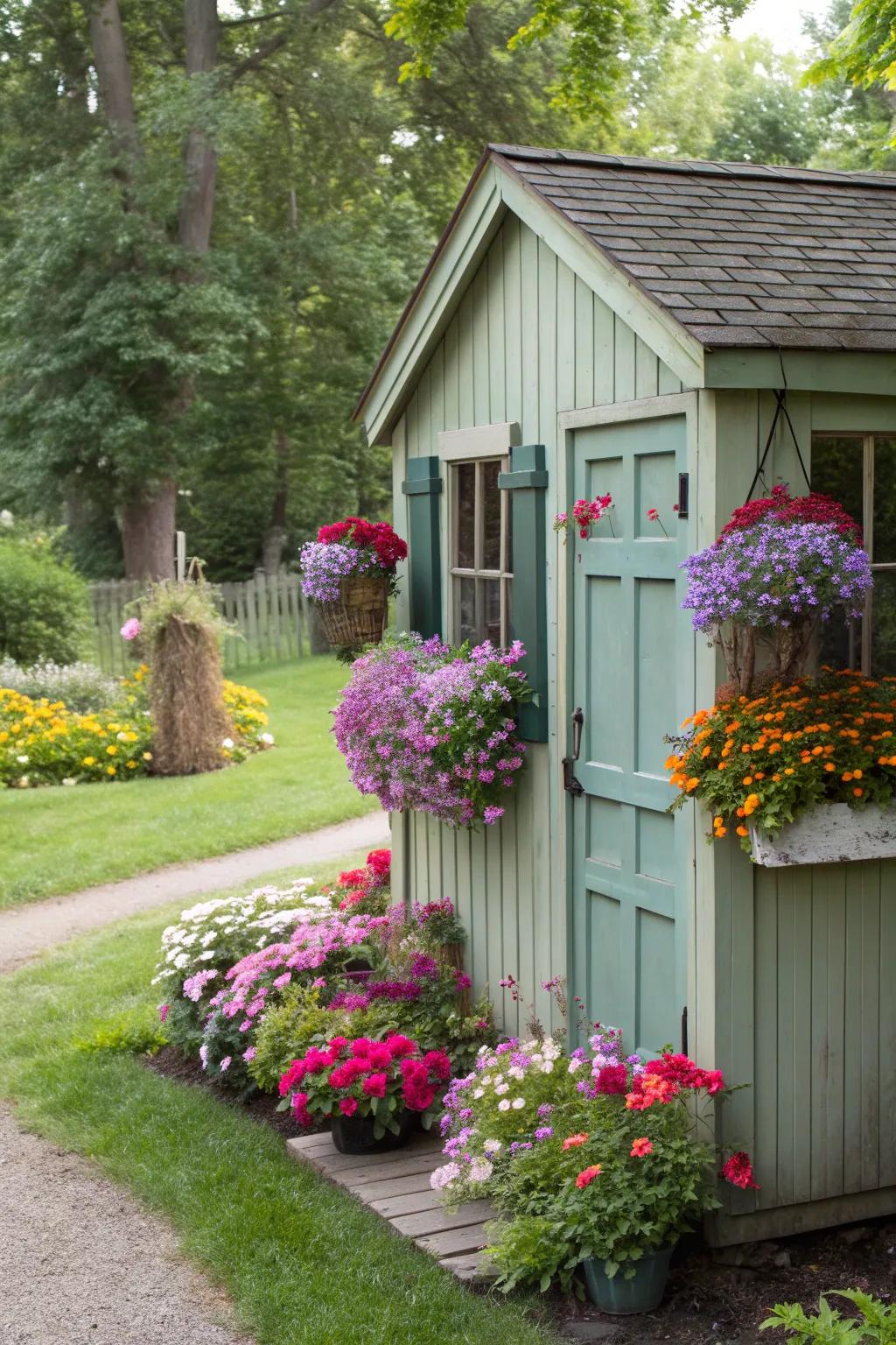 Window boxes add beauty and charm to your shed.