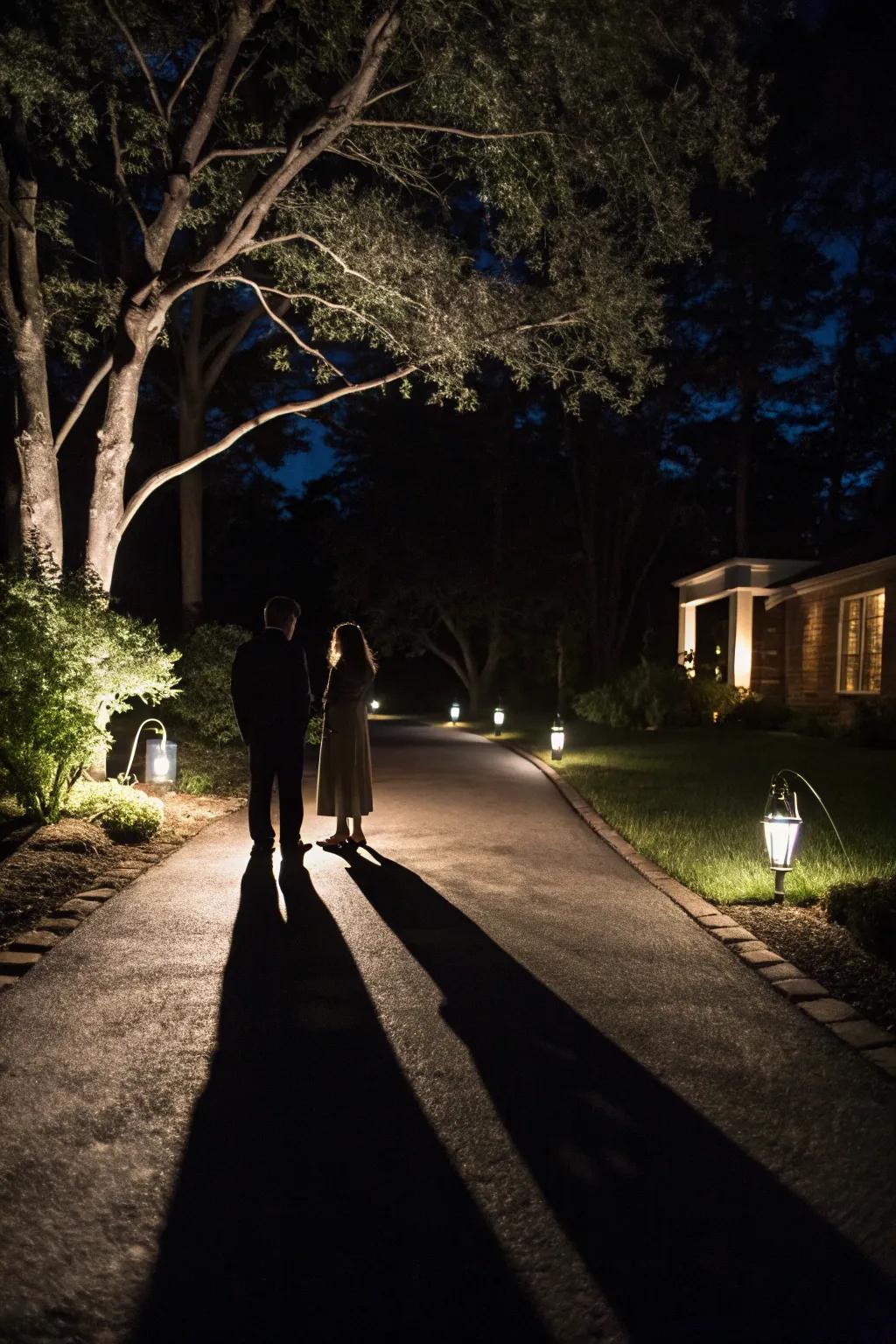 Spectral shadows bring a dynamic and chilling effect to the driveway.