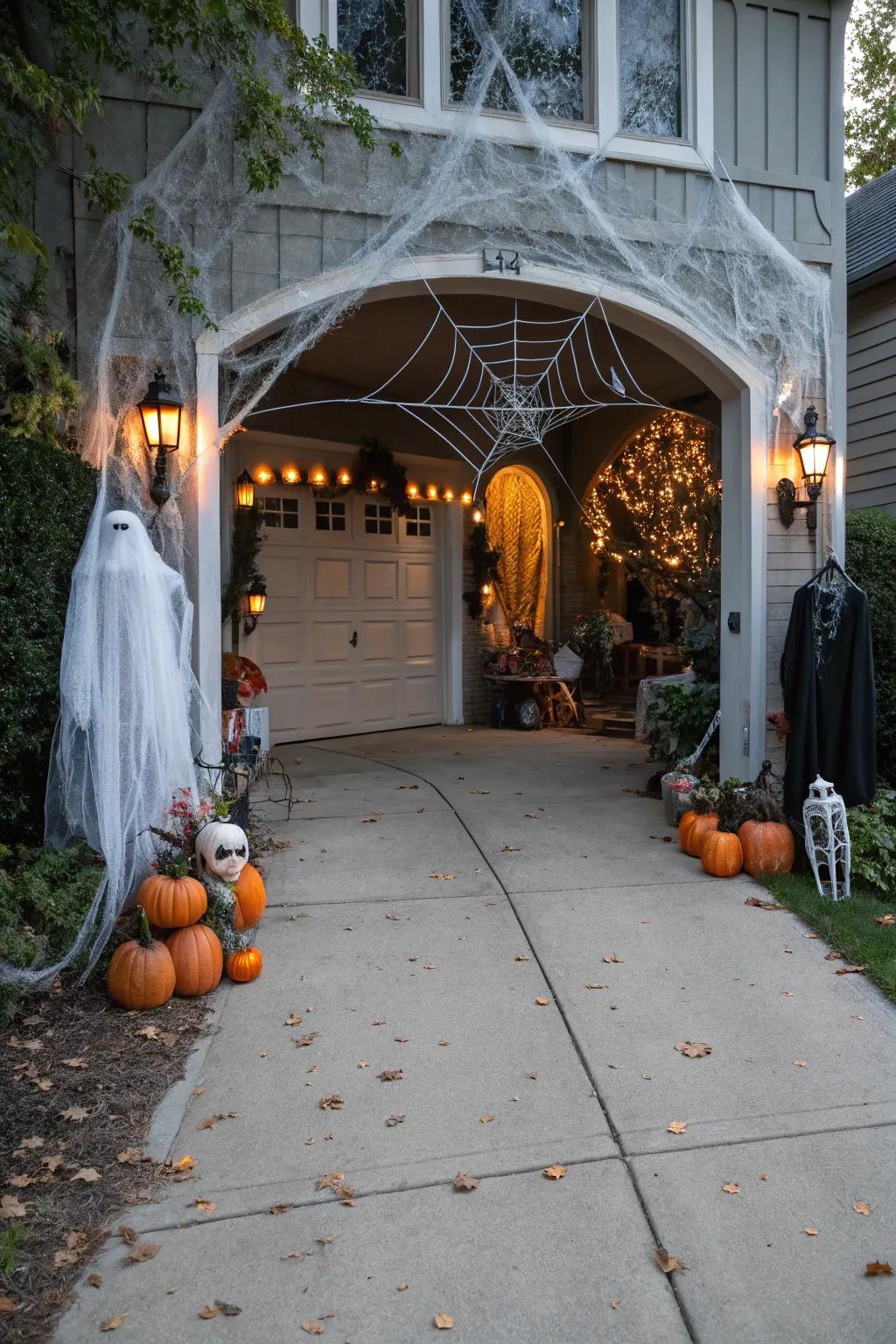 An enchanted entranceway beckons with Halloween charm.