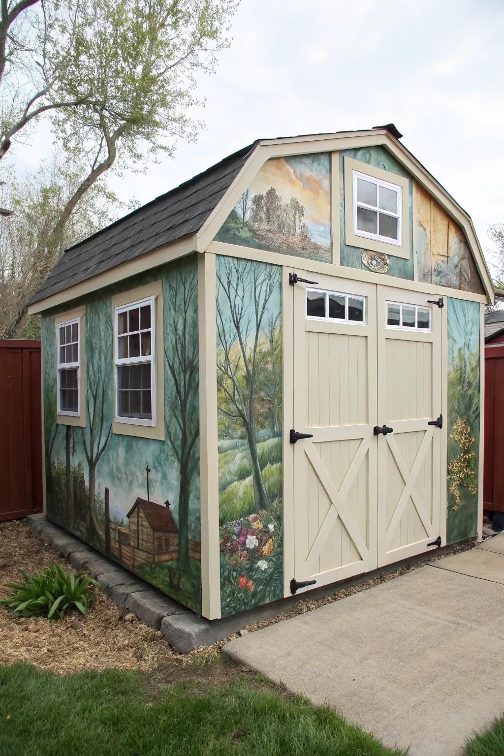 A faux finish mural adds charm by creating the illusion of windows.