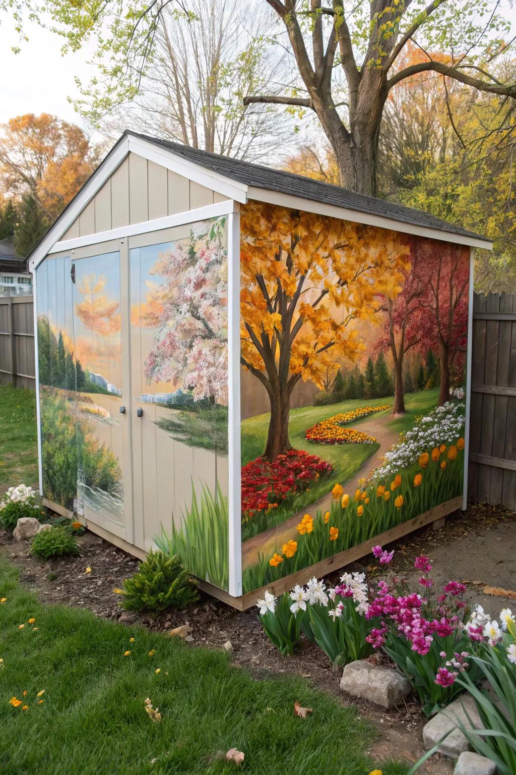 A seasonal mural captures the beauty of changing times.