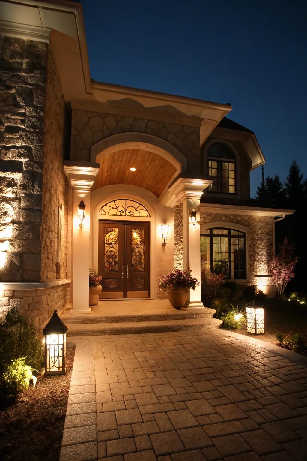 Welcome guests with a beautifully lit entryway.