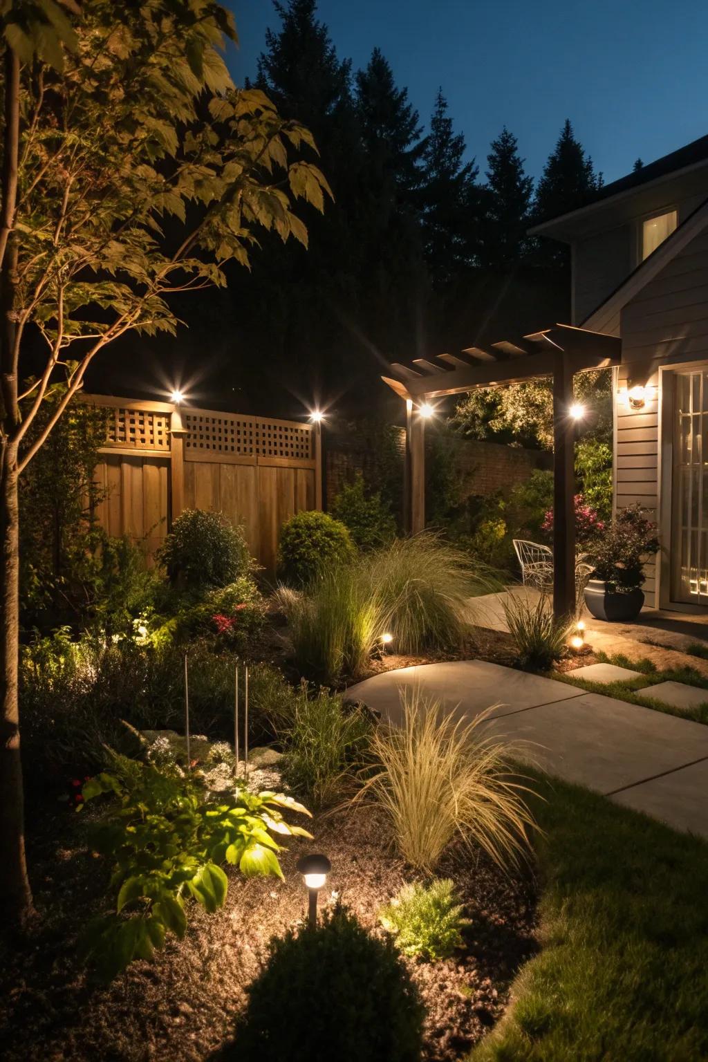 Play with shadows to add depth and intrigue to your garden.