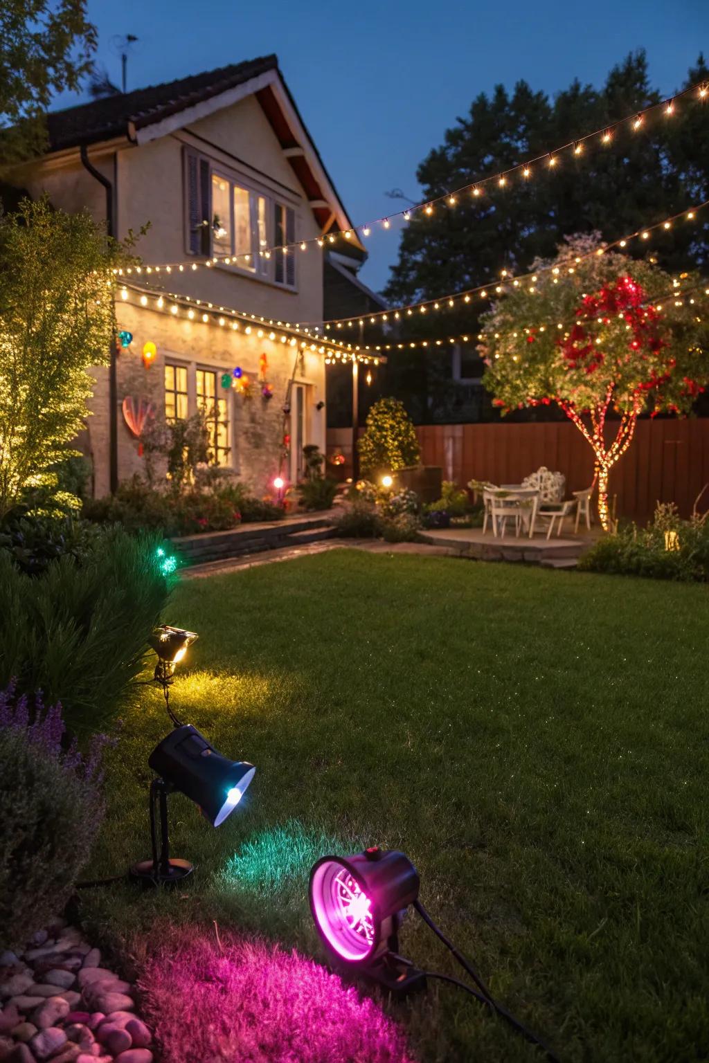 Add a splash of color for a fun and lively backyard setting.