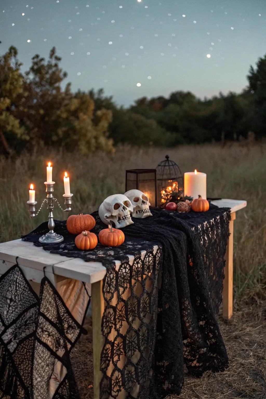 Create a haunting yet elegant table setting that will captivate your guests.