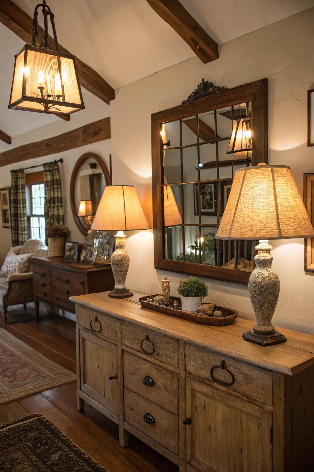 Playing with light and shadow adds depth to the decor.