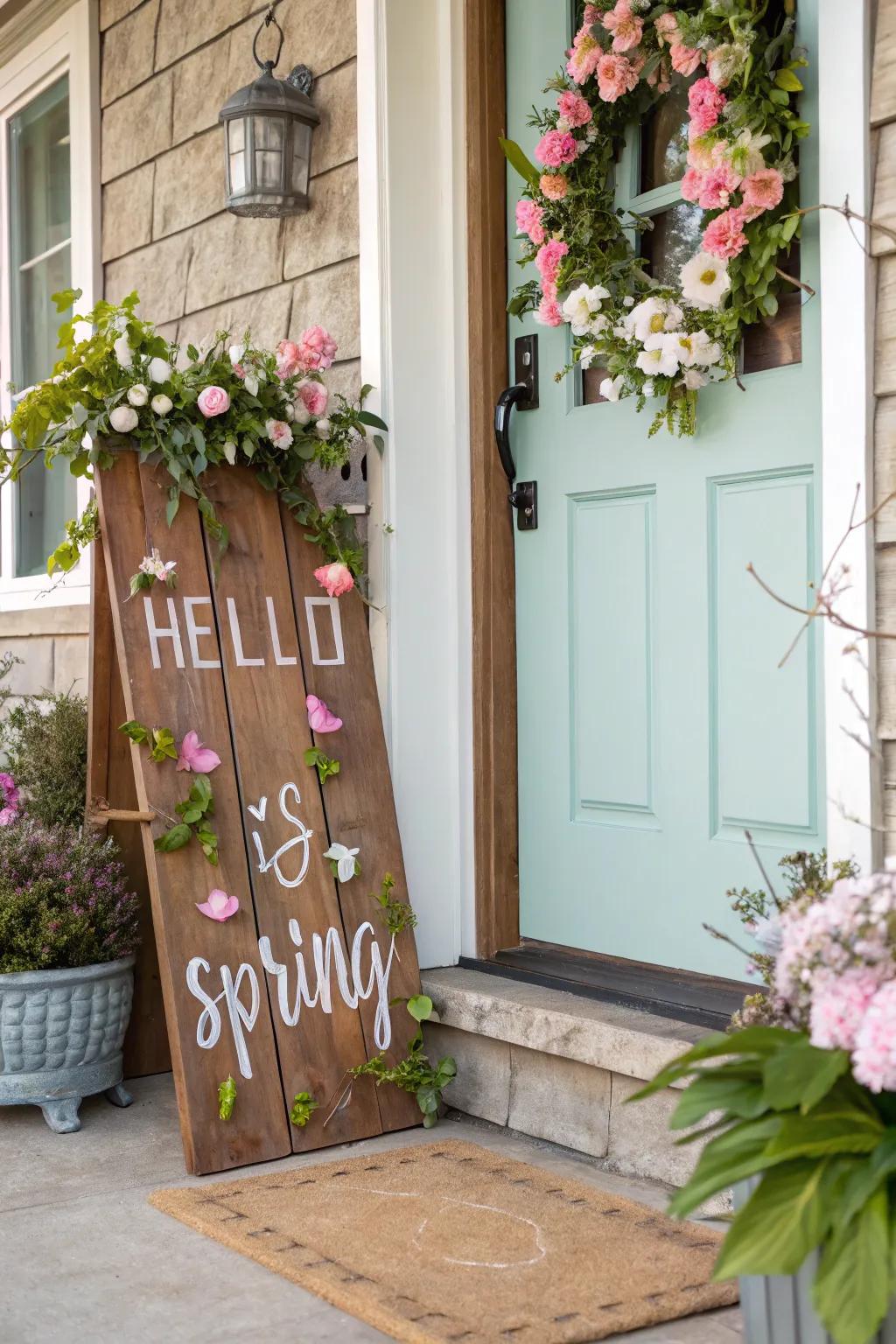 Wooden signs add a touch of rustic charm to your spring decor.