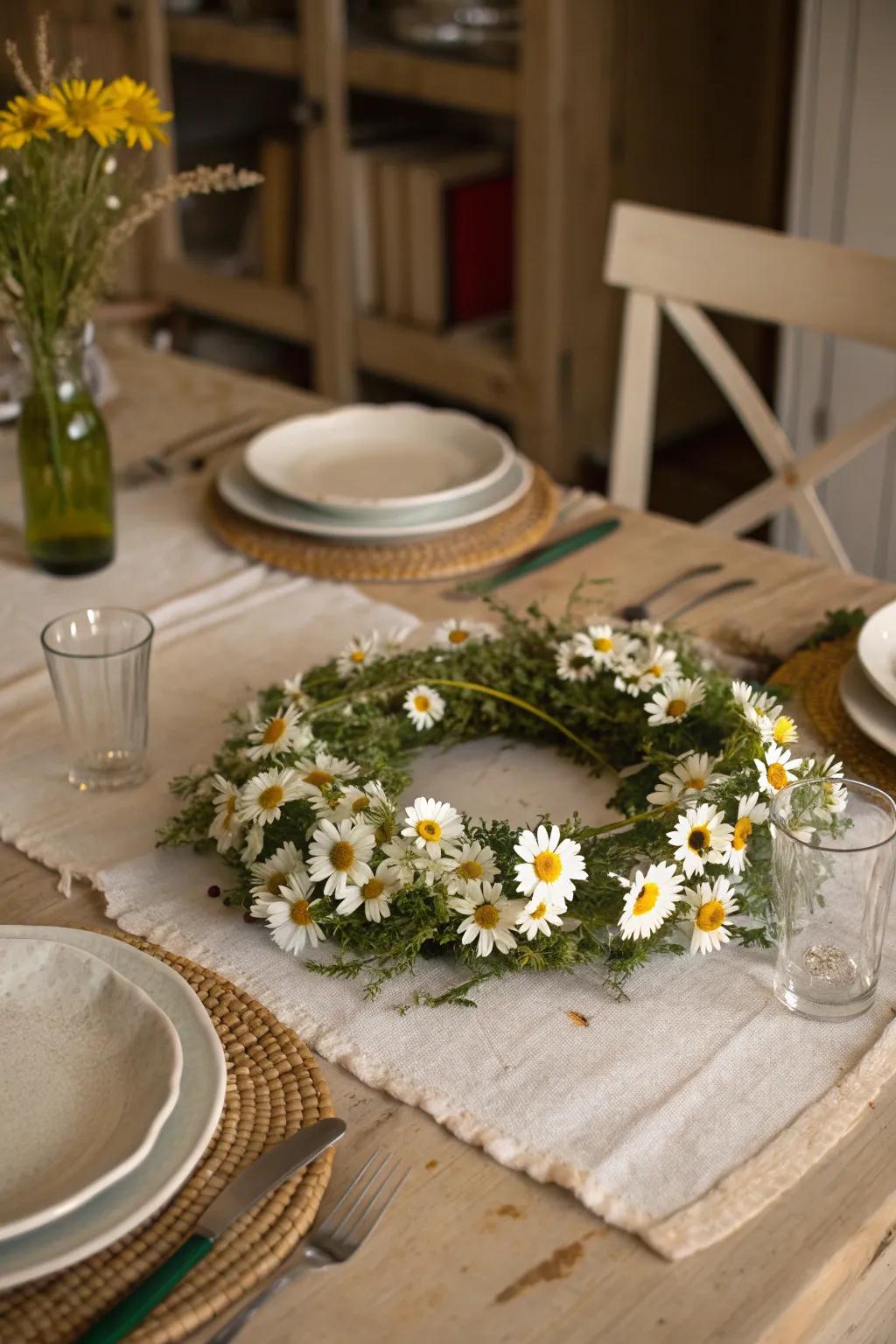 A daisy wreath adds versatility and charm to your decor.