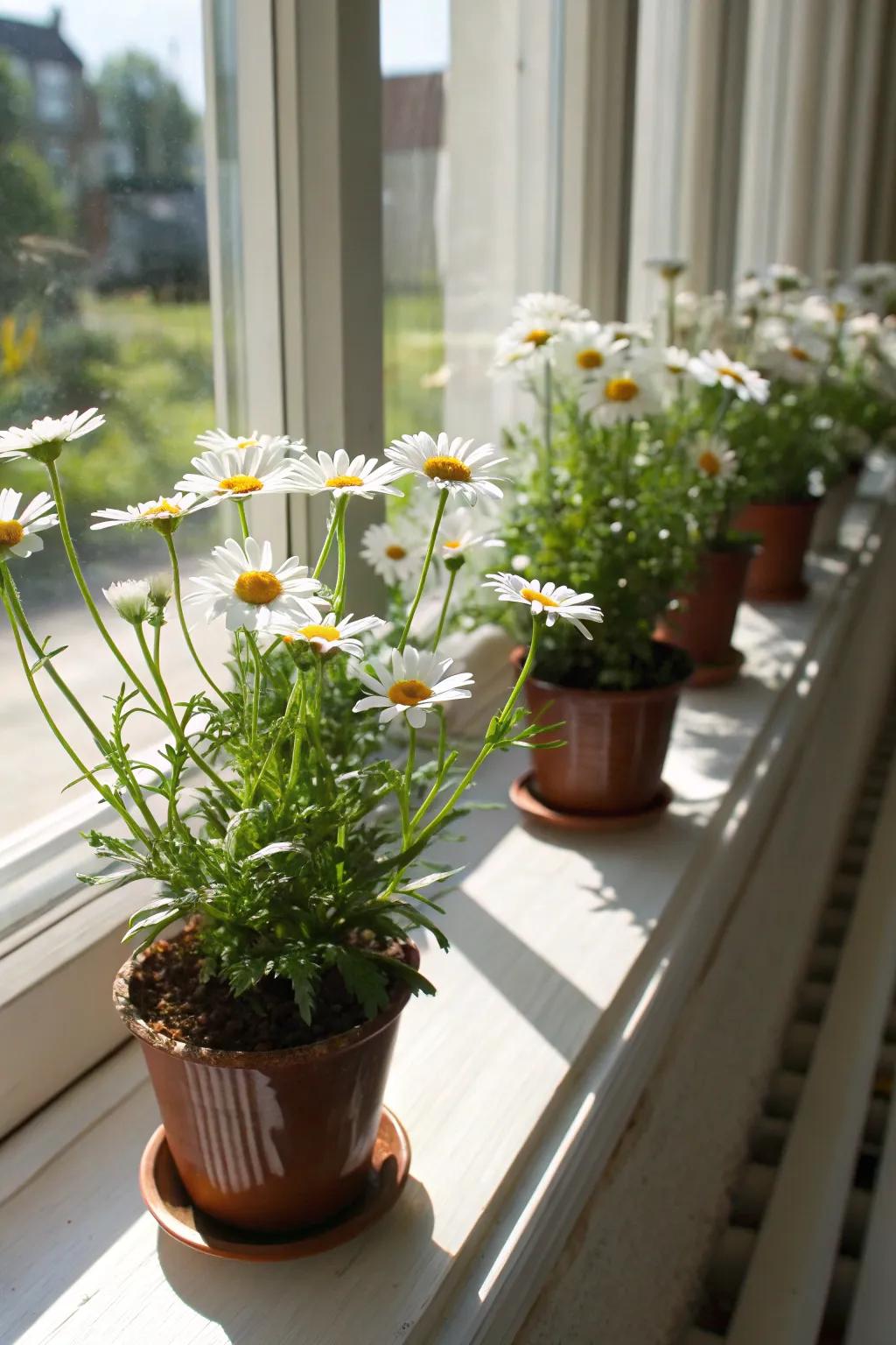 Miniature daisy gardens add greenery to any space.