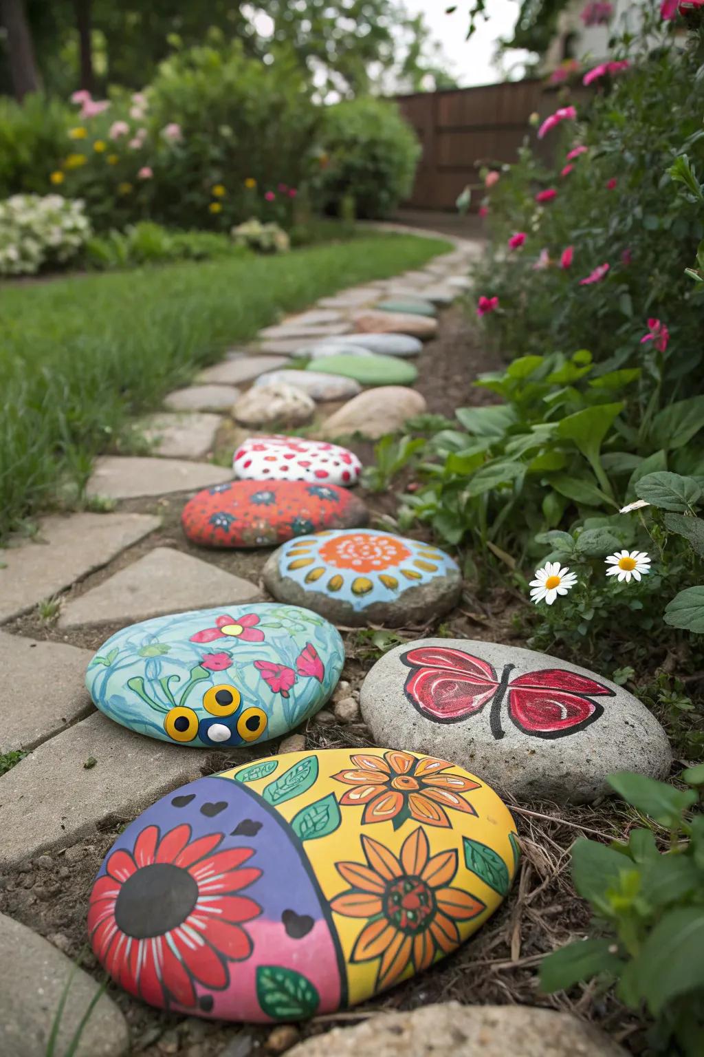 Rock painting turns simple stones into vibrant art pieces.