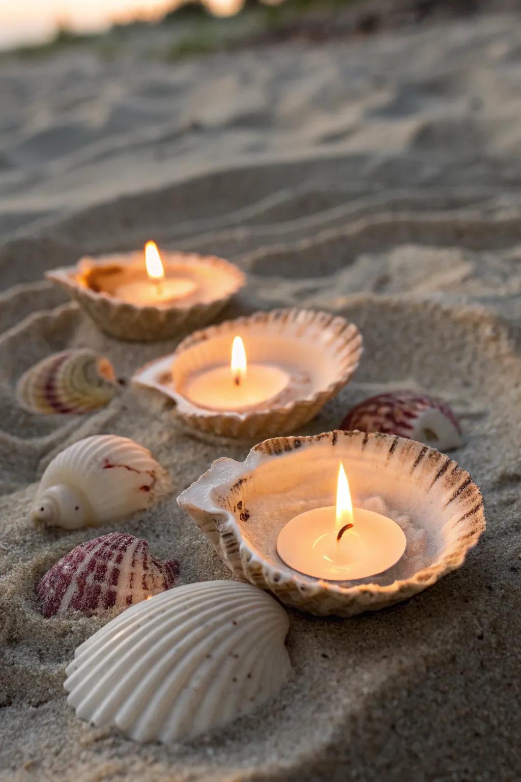Seashell candle holders illuminate your home with coastal beauty.