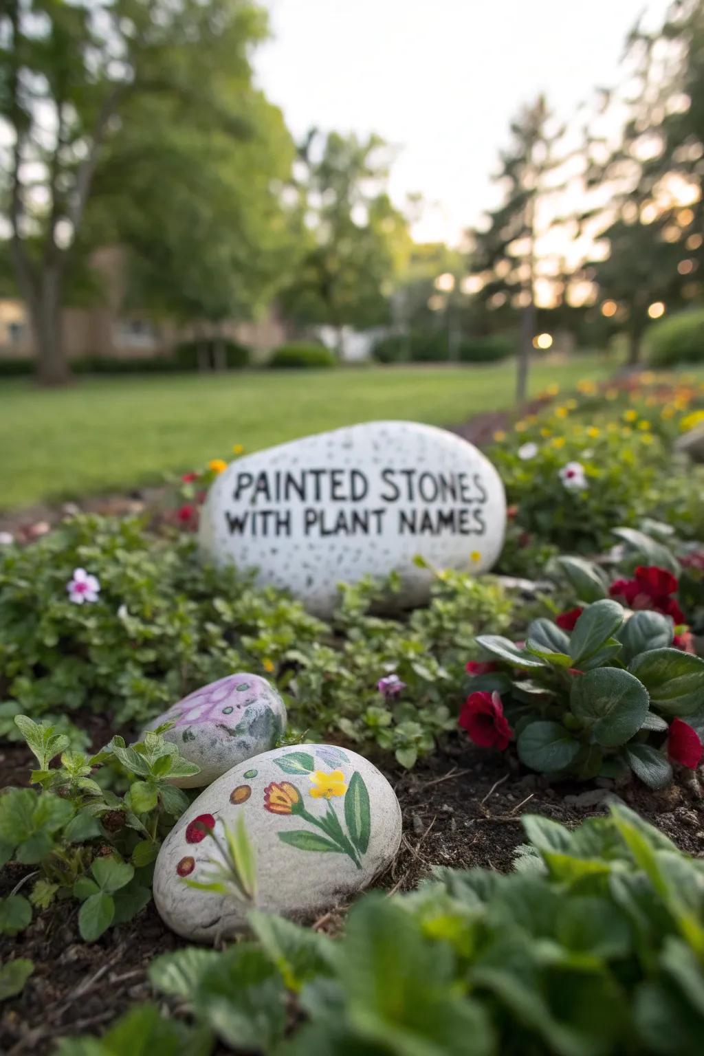 Stone garden markers blend seamlessly into any garden design.