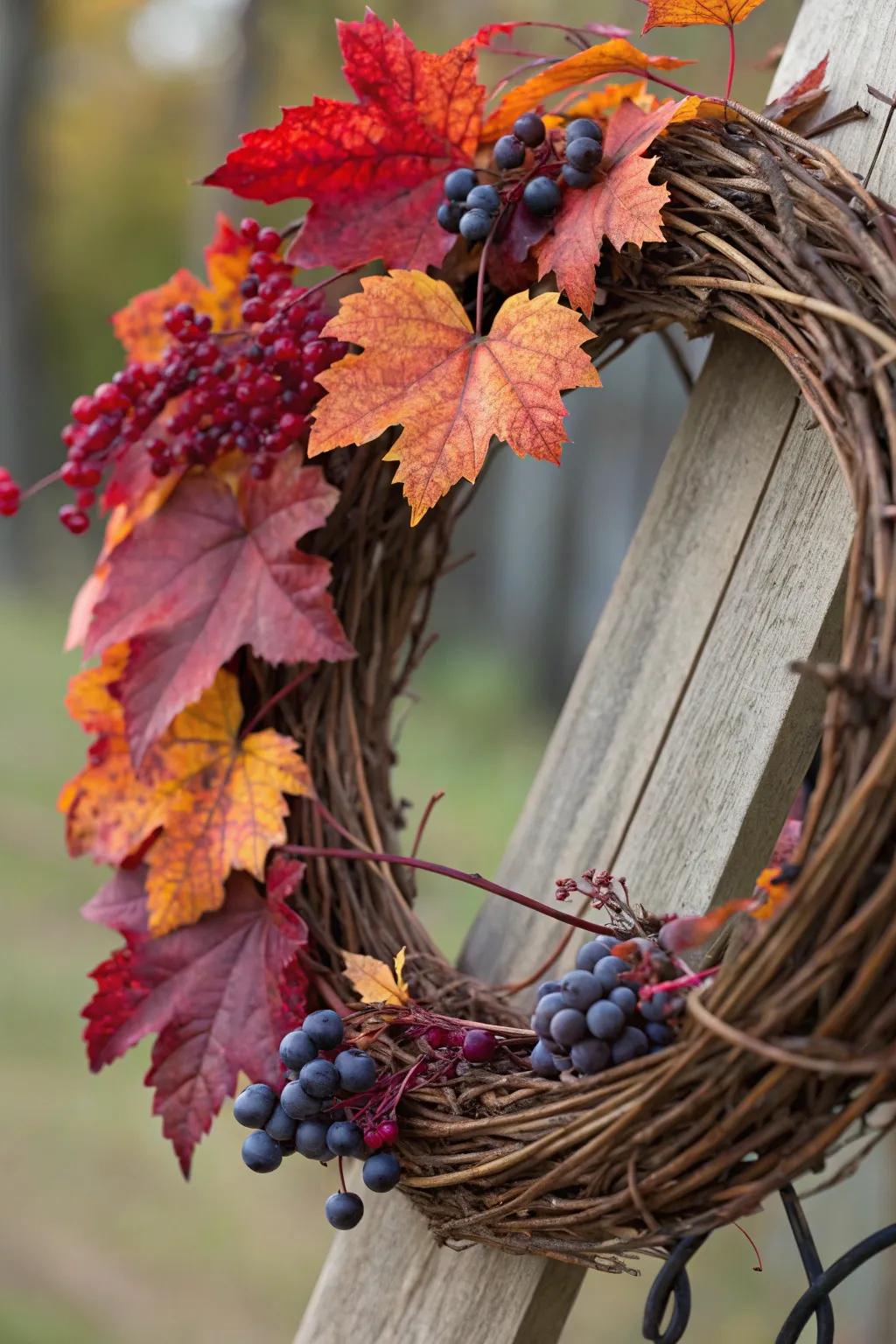 Timeless charm with a grapevine-based wreath.