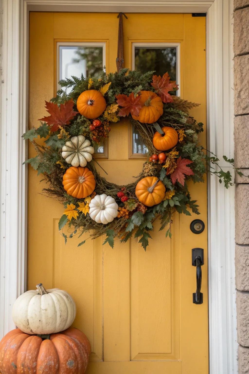 Embrace fall with a pumpkin patch-inspired wreath.