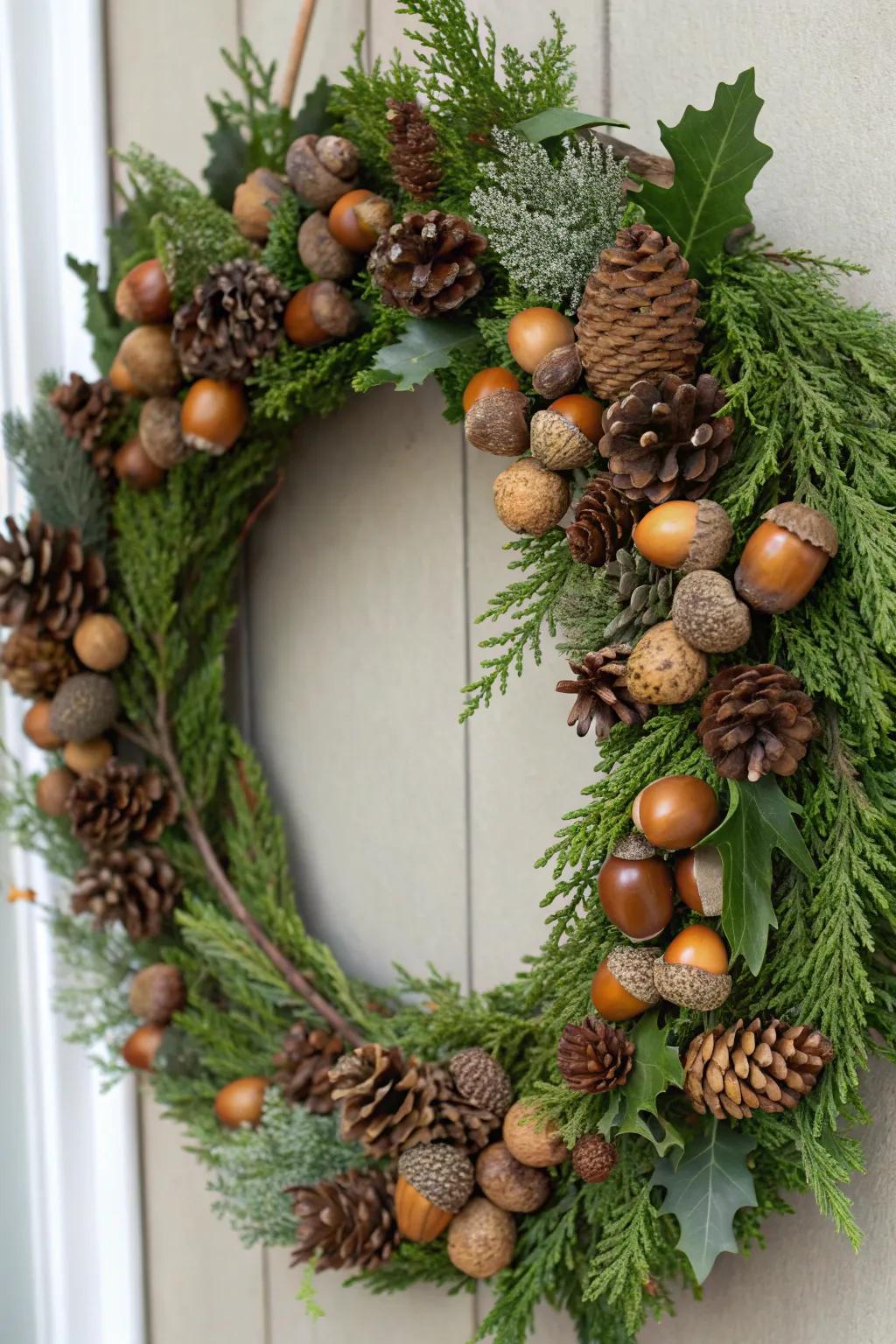 Embrace nature with acorn and pinecone accents.
