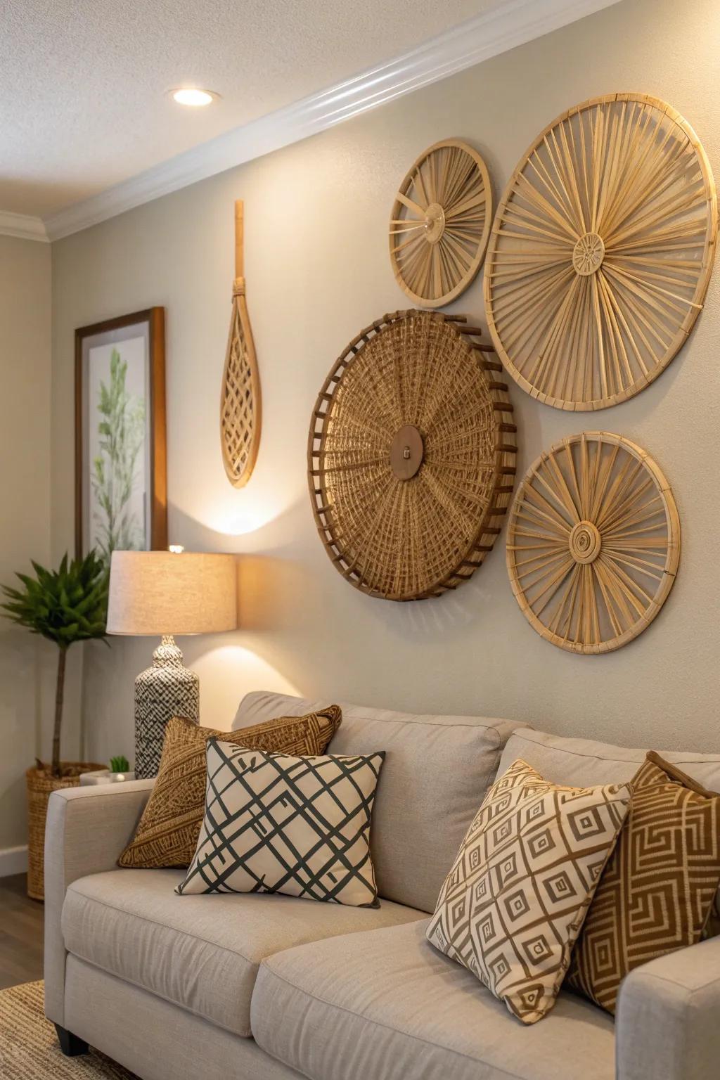 Bamboo wall art adds texture and beauty to your decor.