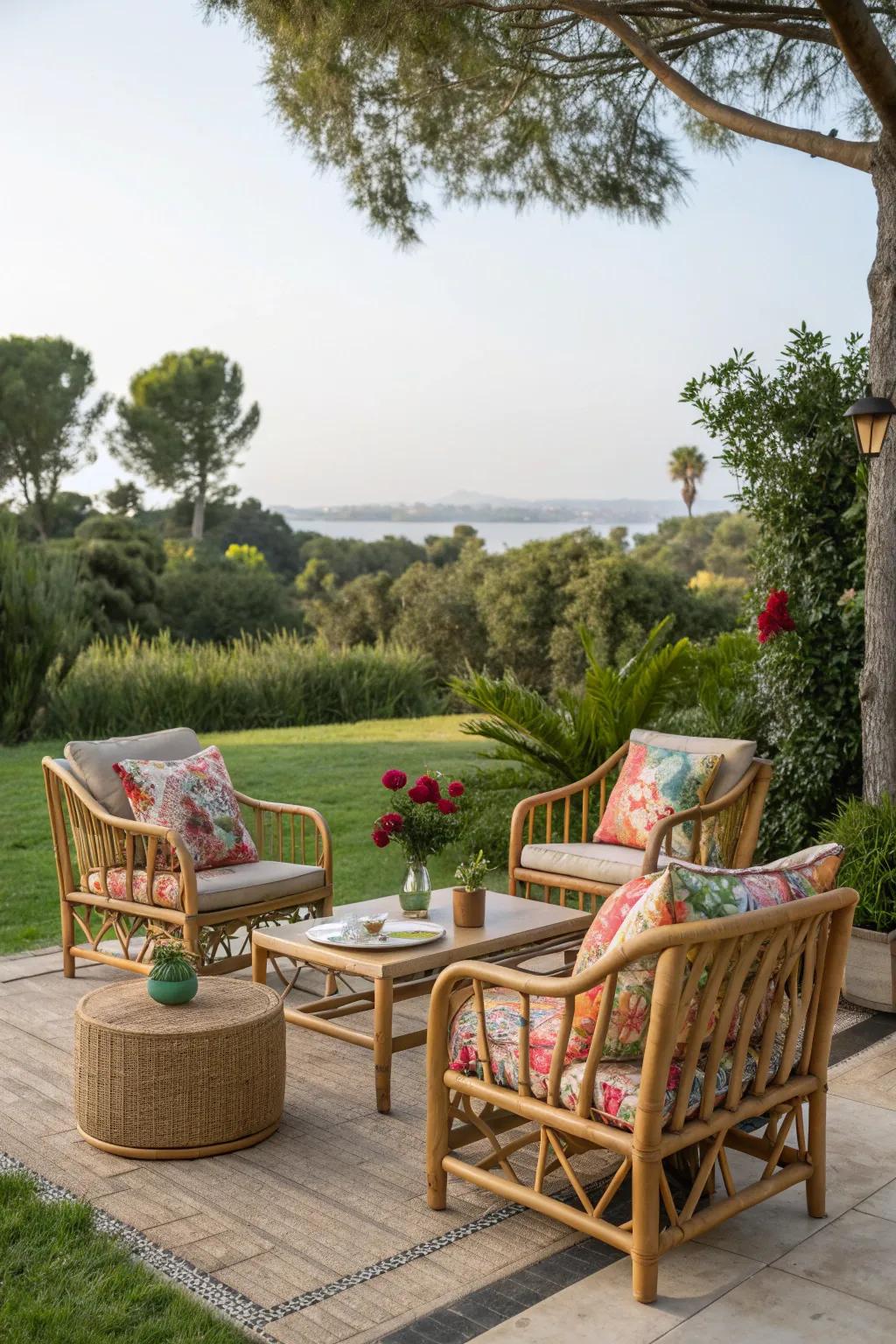 Relax in style with bamboo outdoor furniture.