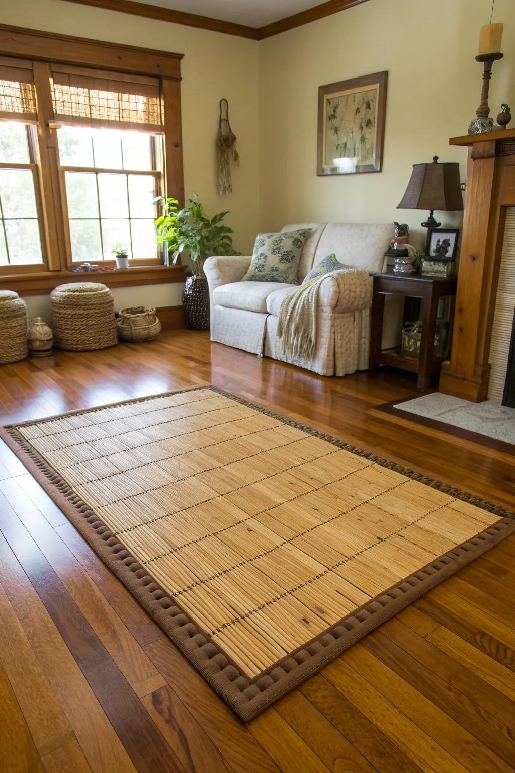 Bamboo rugs offer a durable, eco-friendly flooring option.