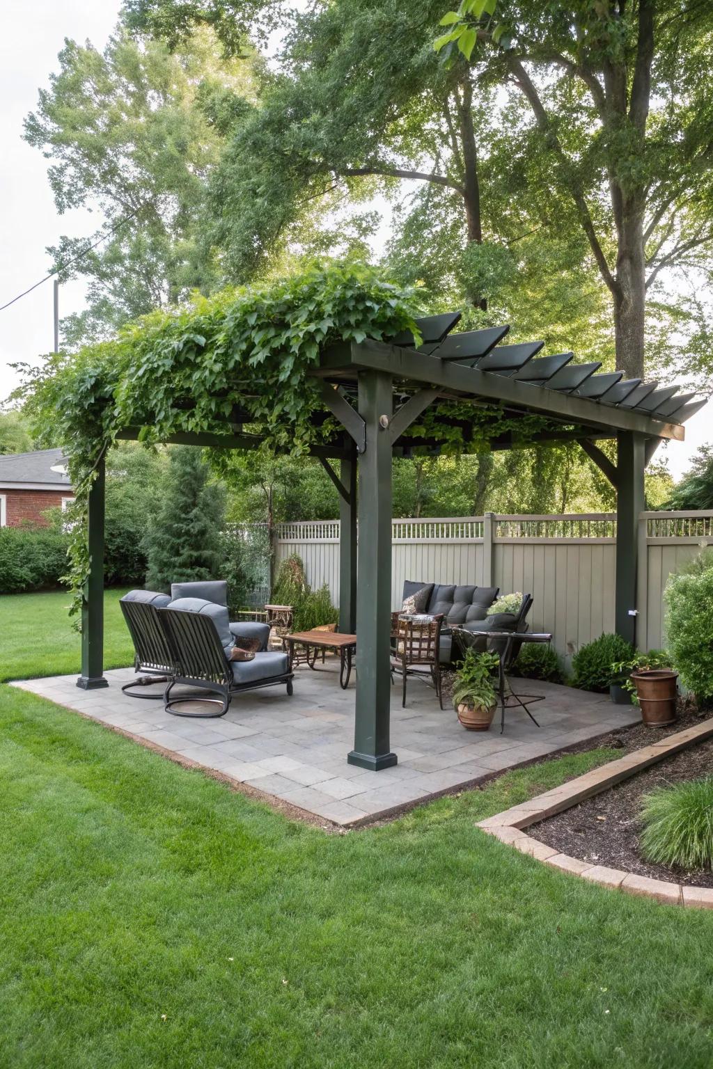 A standalone pergola carport offering multifunctional space.