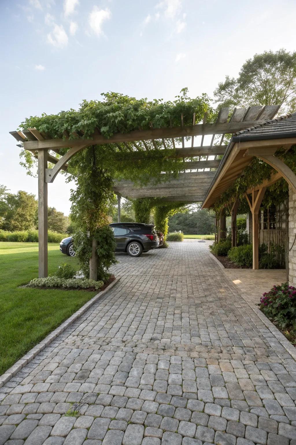 A triple pergola carport providing ample space and style.