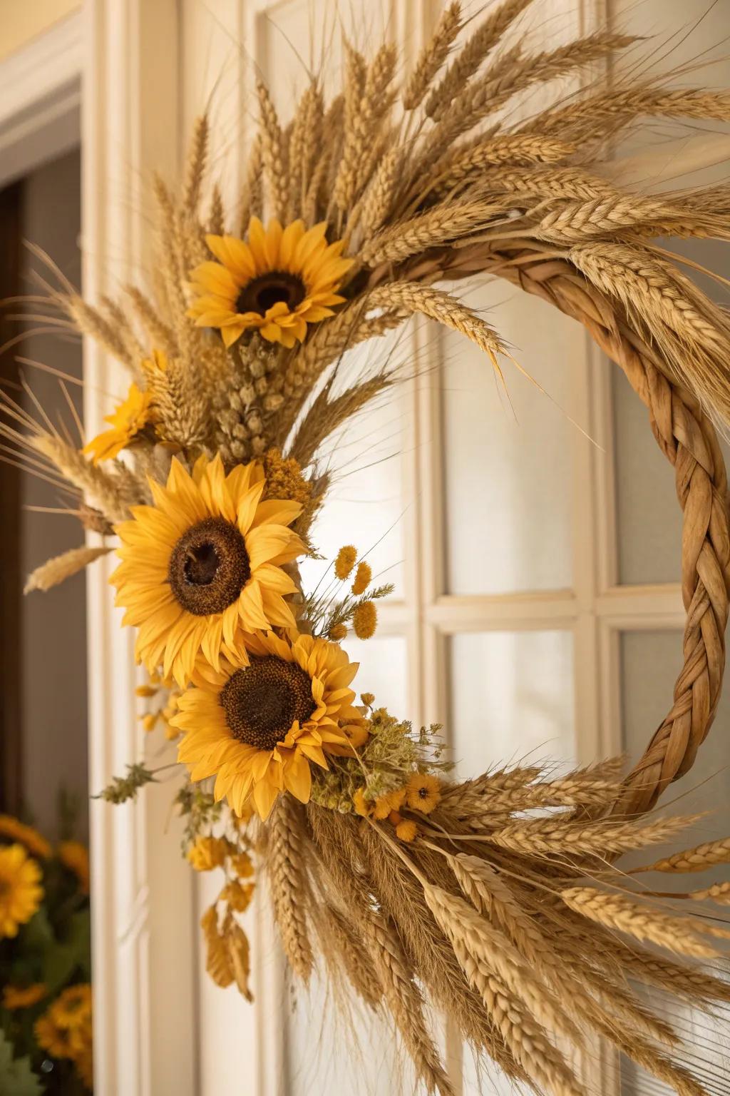A harvest moon wreath that celebrates the beauty of autumn.