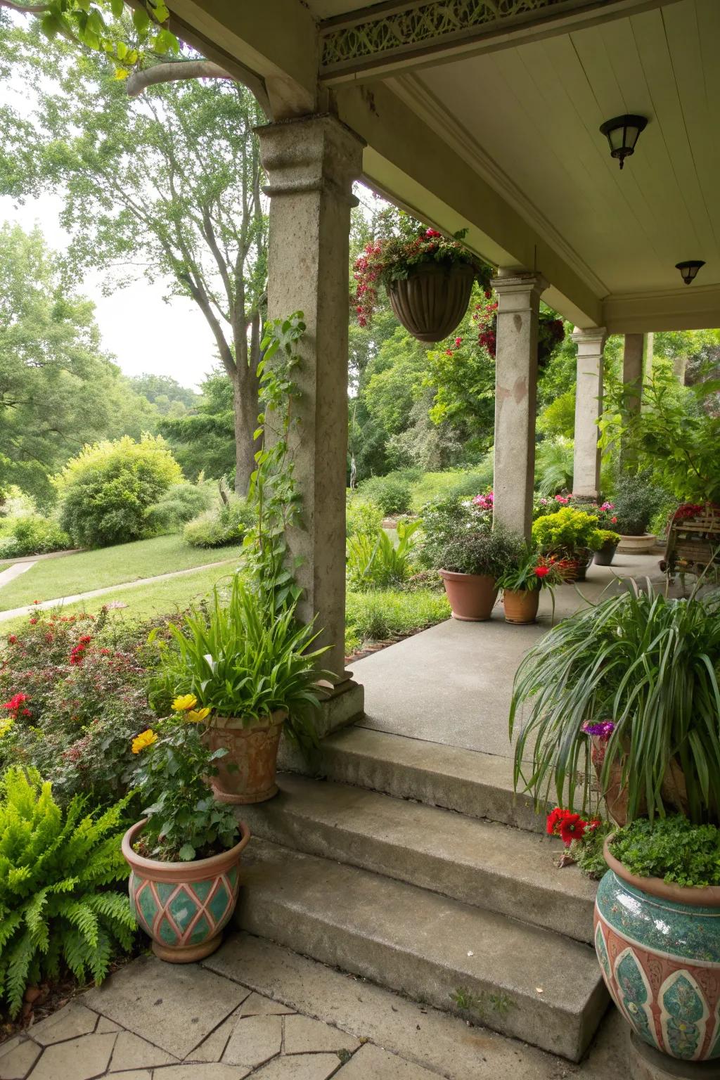 Embrace nature with greenery on your porch.