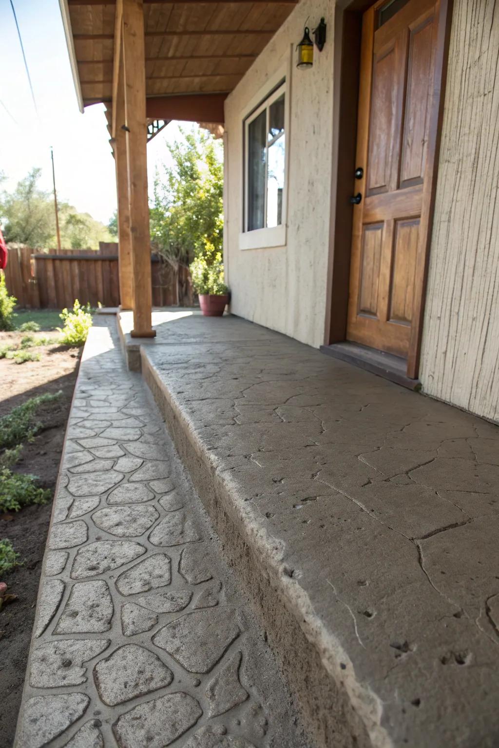 Add depth with a textured porch finish.