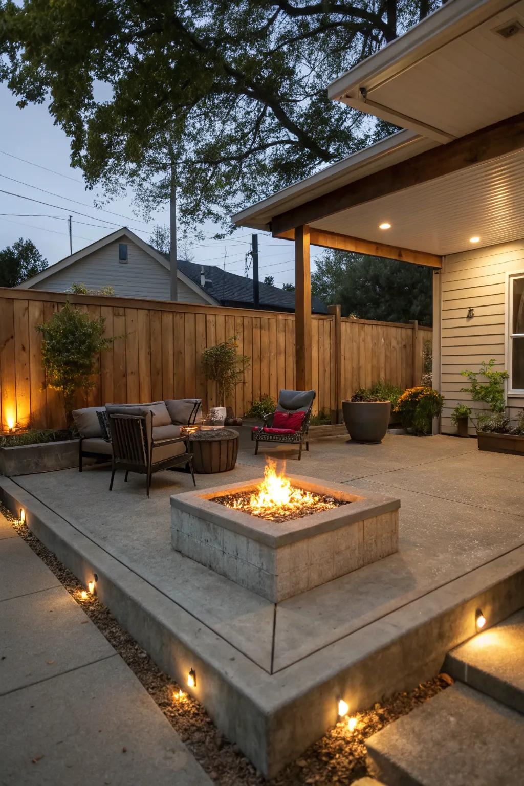 Create a cozy gathering spot with a fire pit.