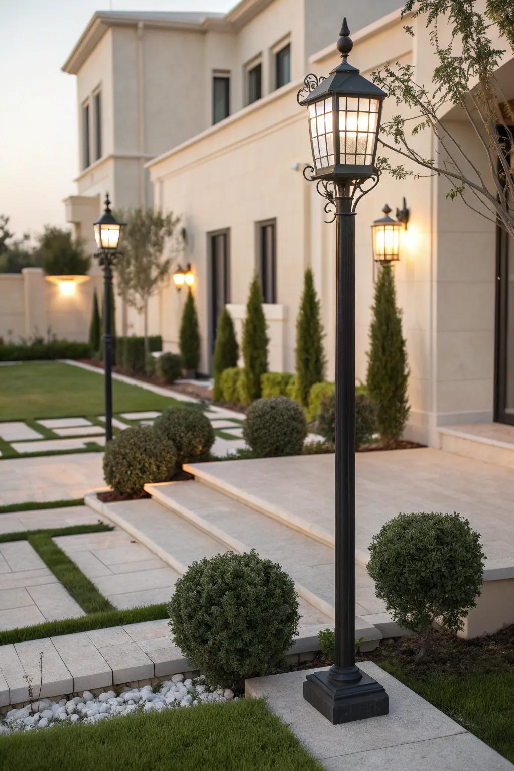 Minimalist lamp post with elegant decor