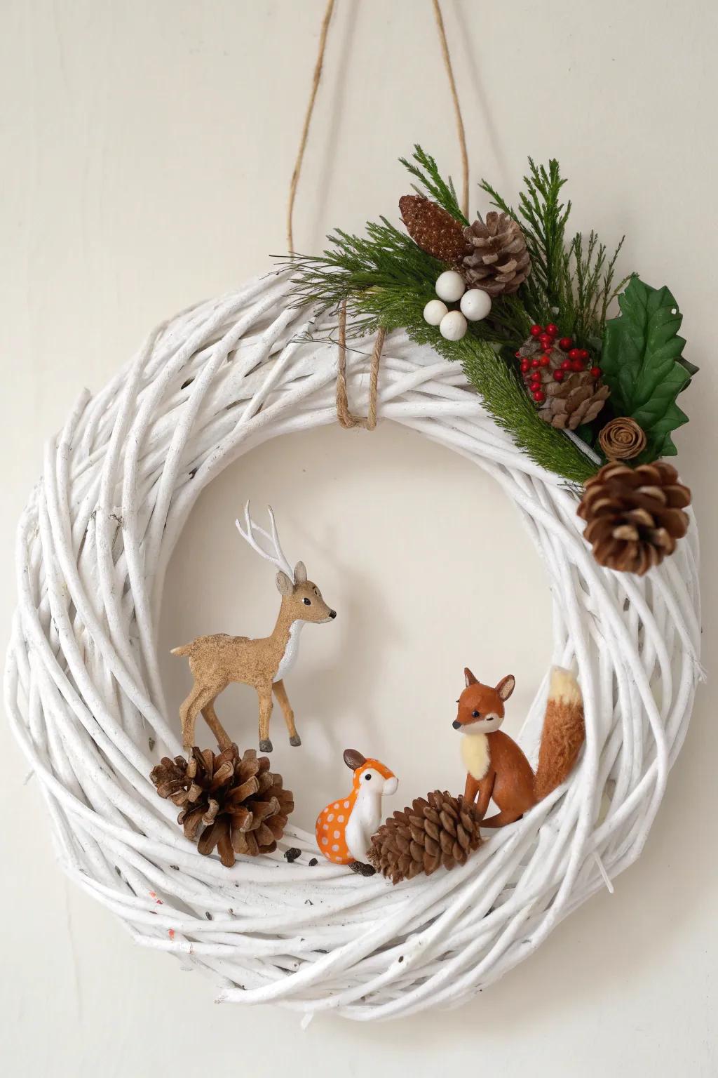 A wreath that invites the forest to your holiday festivities.
