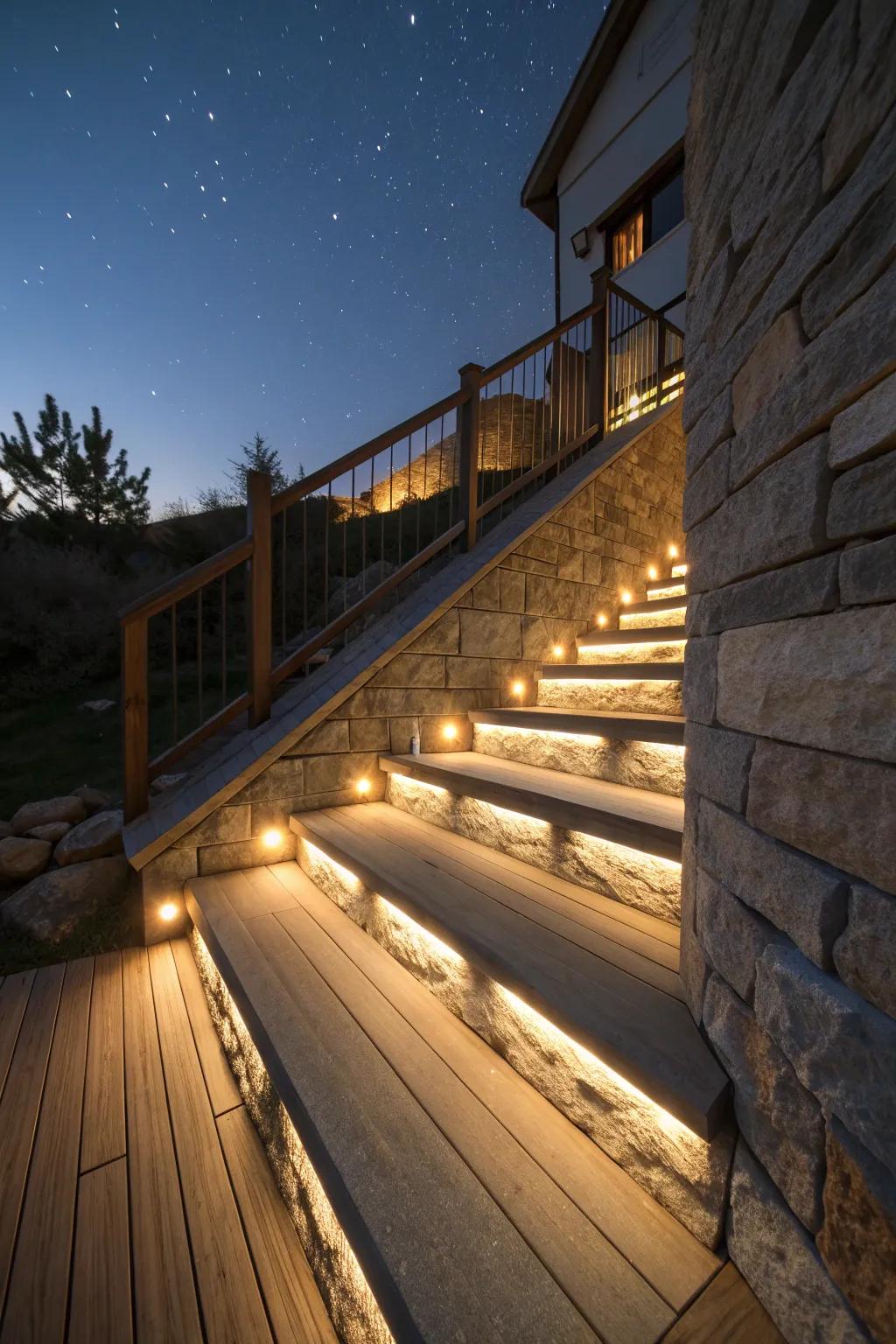 Step lights ensure safety while adding a modern aesthetic.