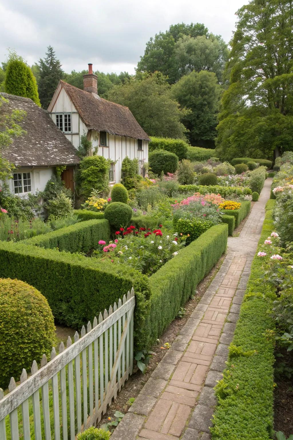 Natural hedges create intimate garden spaces.