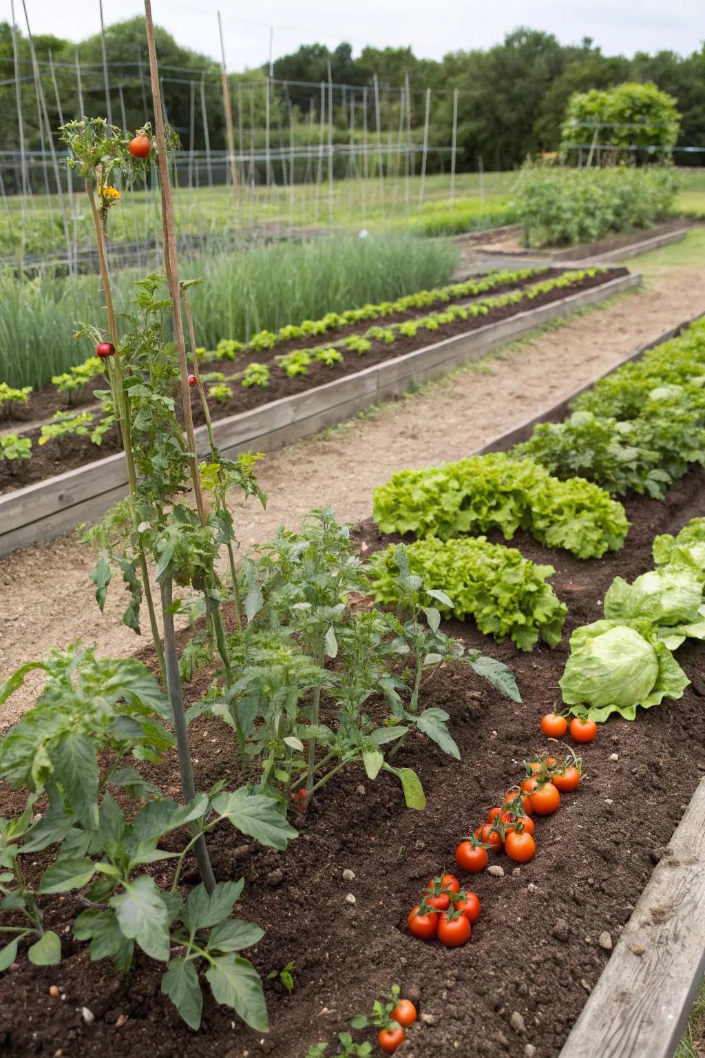 Succession planting ensures a continuous harvest throughout the season.