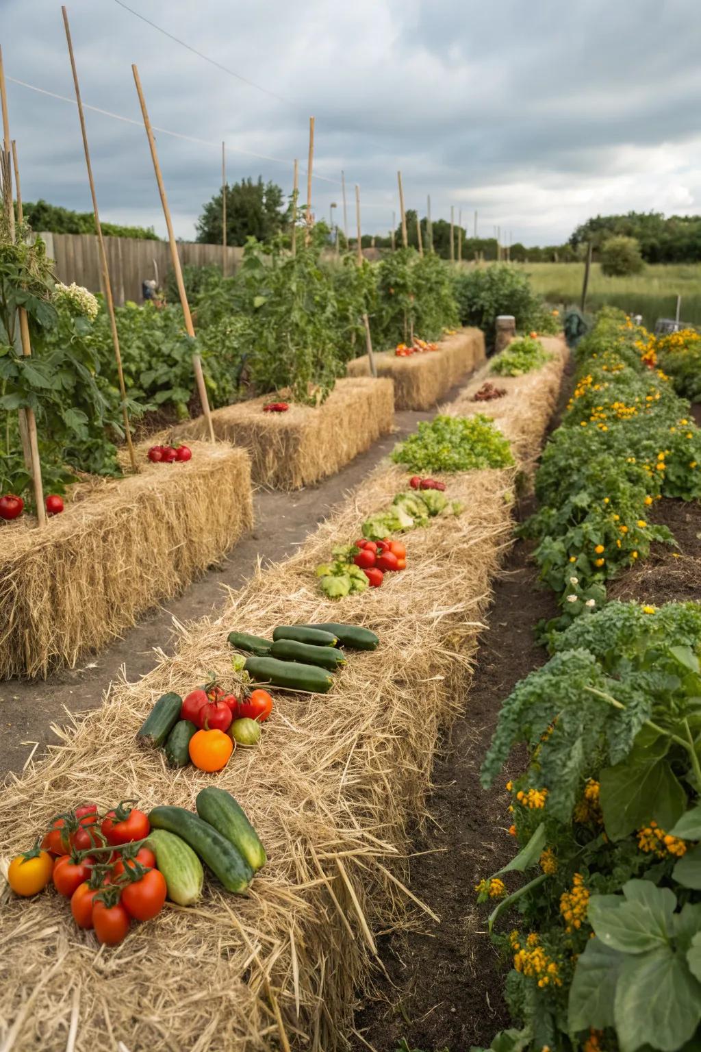Straw bale gardening is practical and ideal for challenging soil conditions.