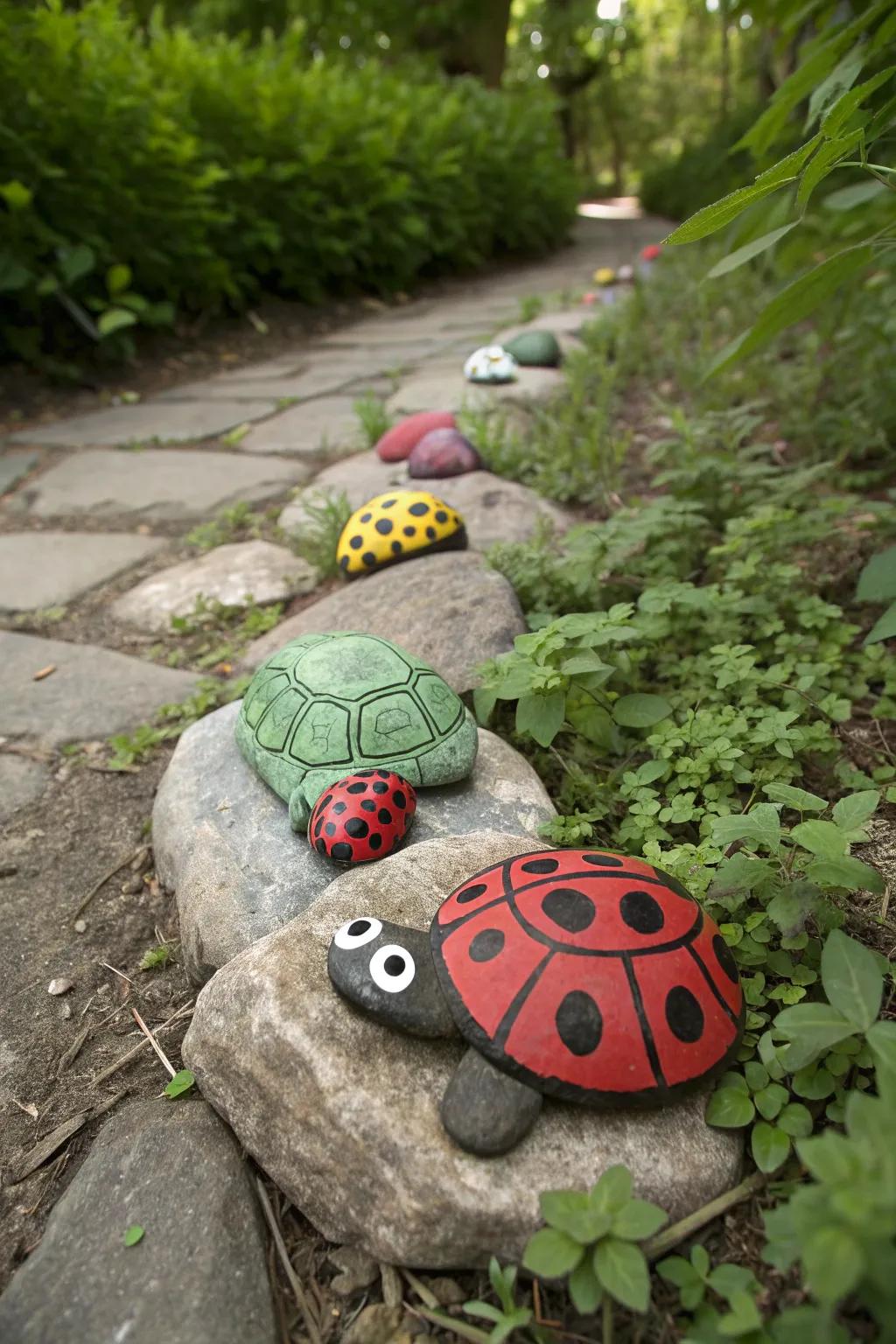Create a charming animal kingdom with painted rock critters.