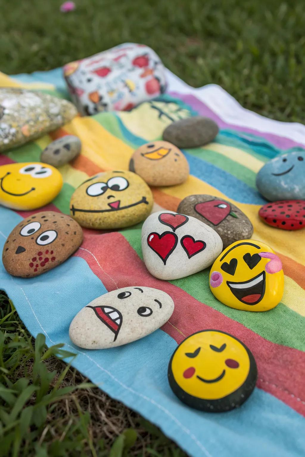 Bring smiles to faces with cartoon character painted rocks.