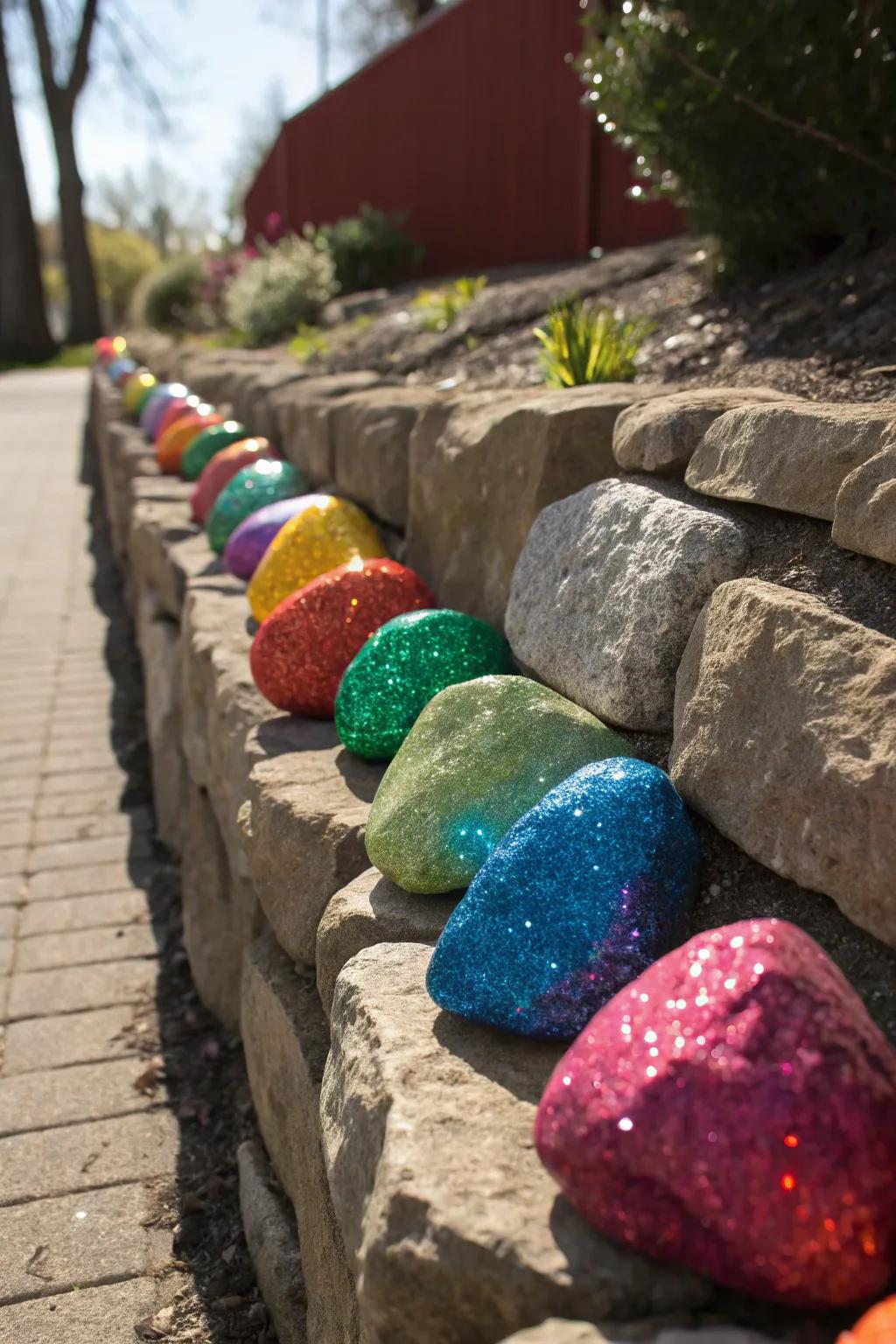 Dazzle your garden with these sparkling glitter rocks.