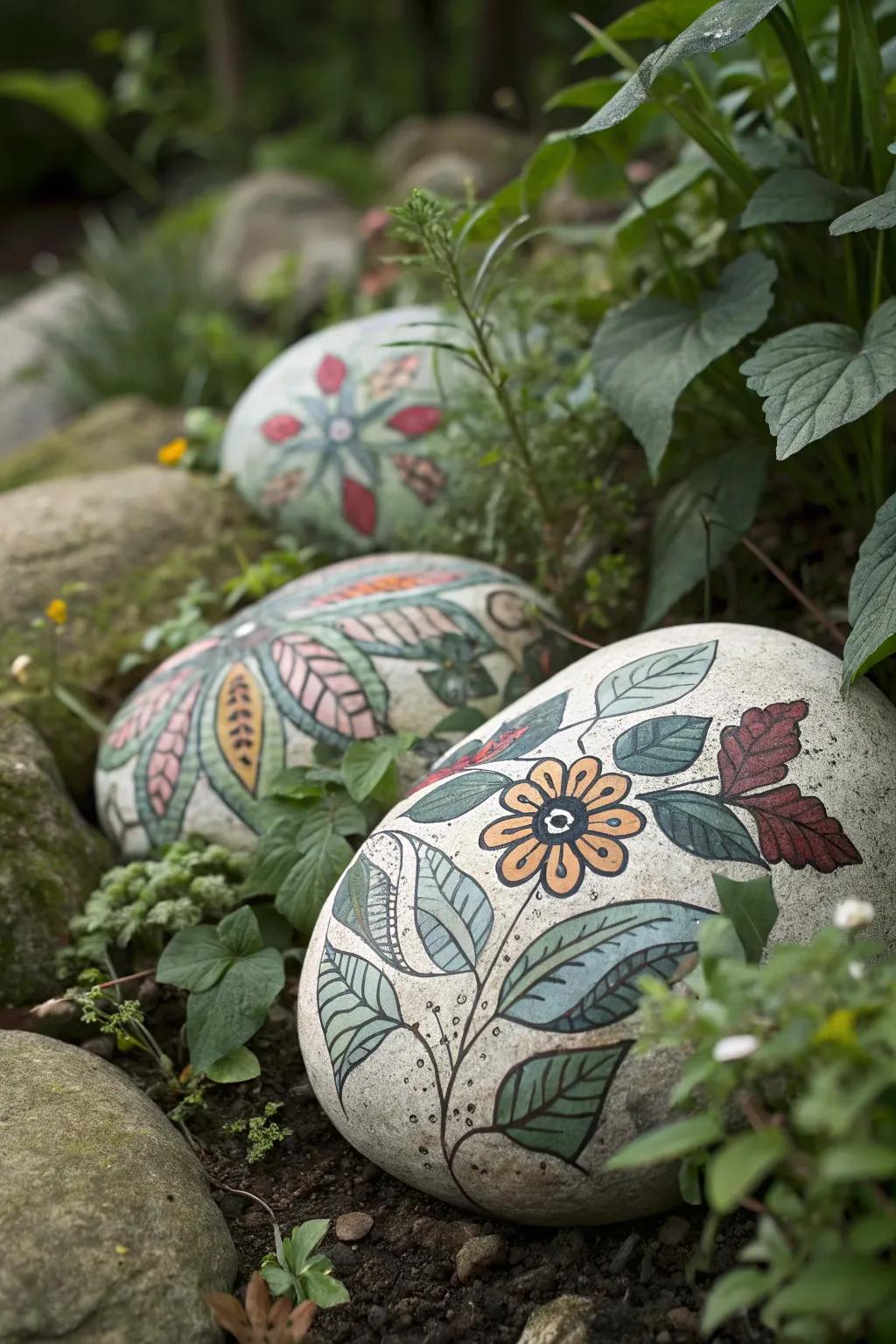 Celebrate nature with these beautifully painted garden rocks.