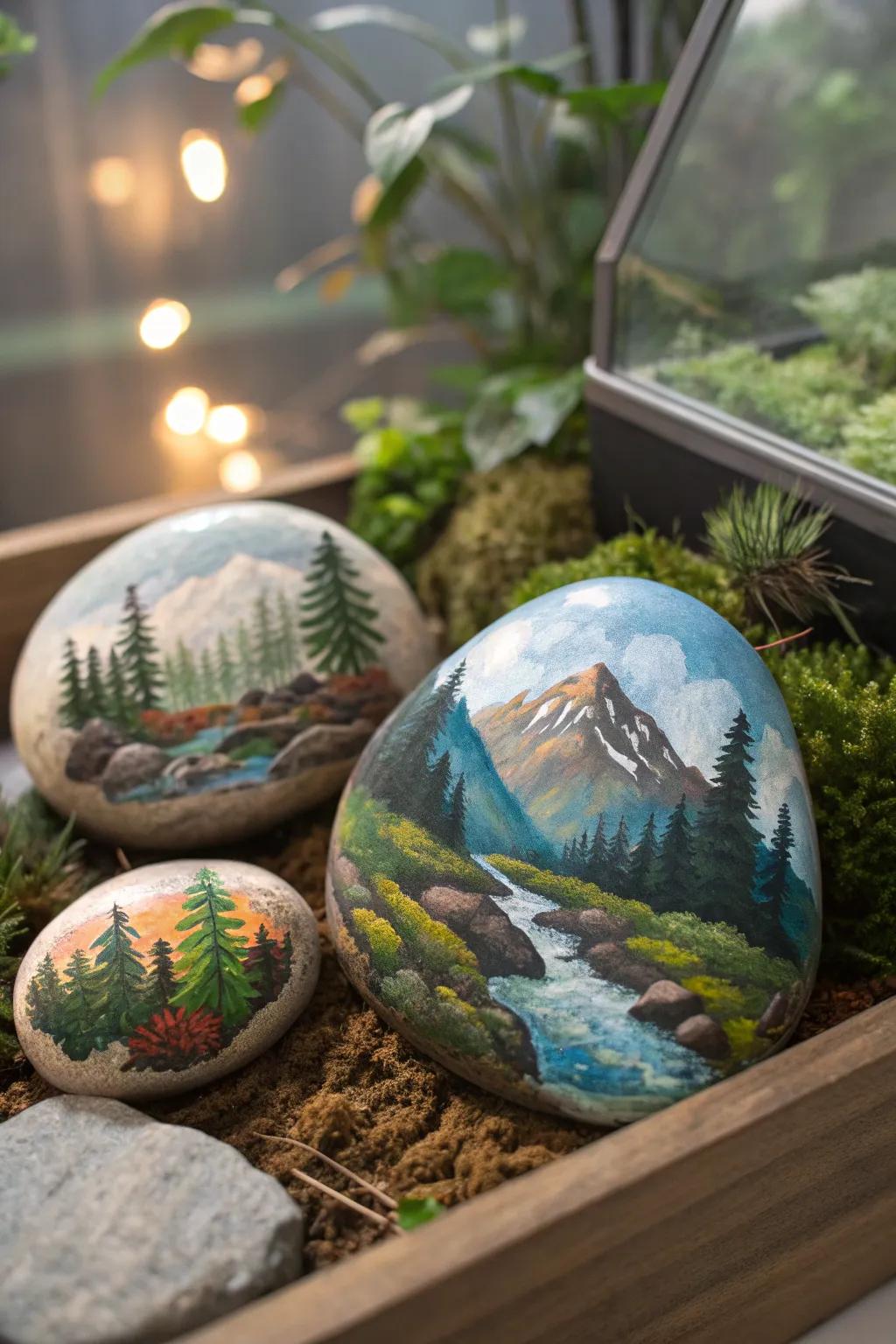 Explore tiny worlds with these miniature landscape rocks.