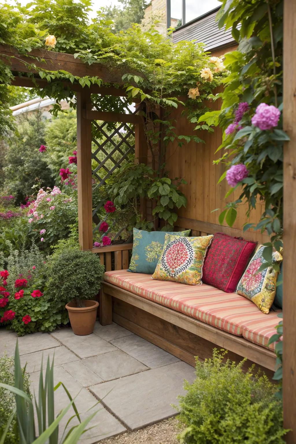 Cozy seating nooks invite relaxation in your garden.