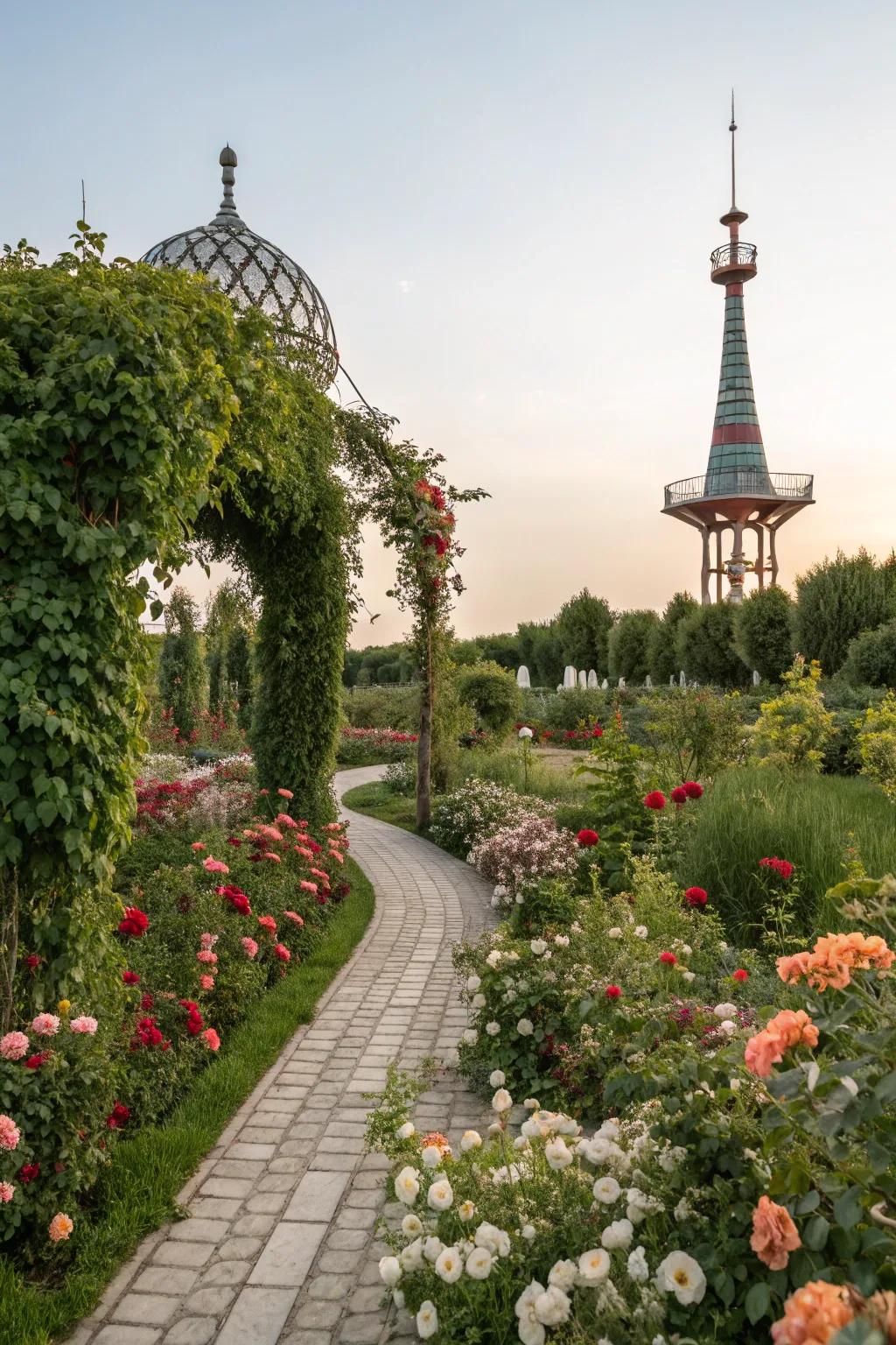 Art installations express creativity and create conversation pieces.