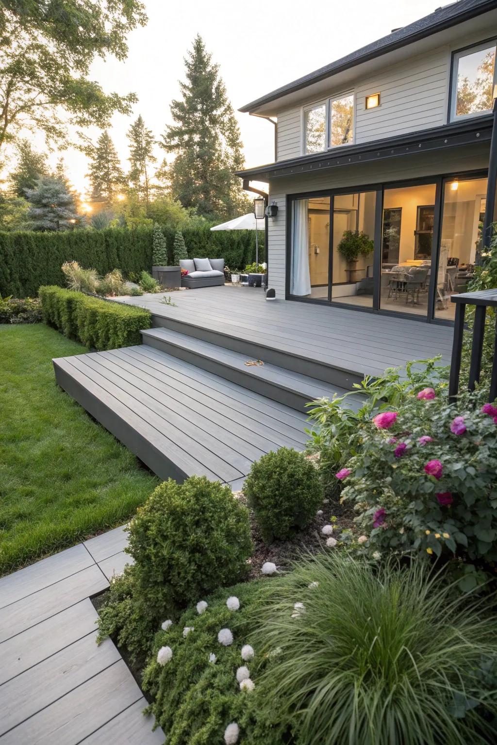 Modern horizontal boards offer a chic and streamlined skirting option.