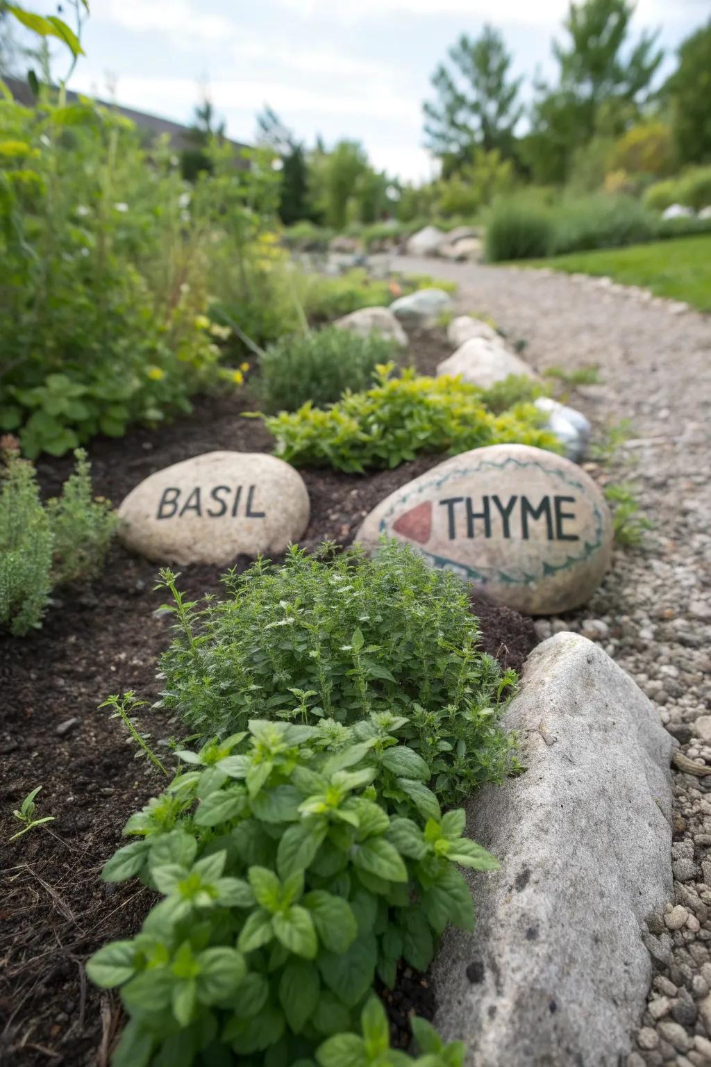 Functional and decorative garden markers enhancing your herb plot.