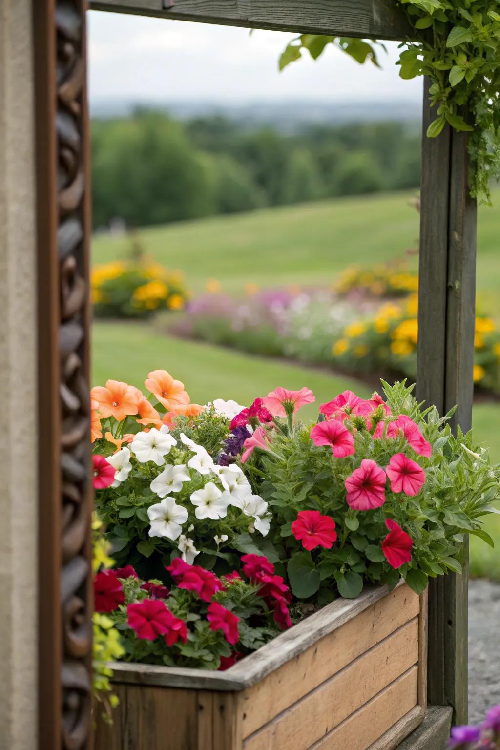 A stunning floral frame showcasing garden art.