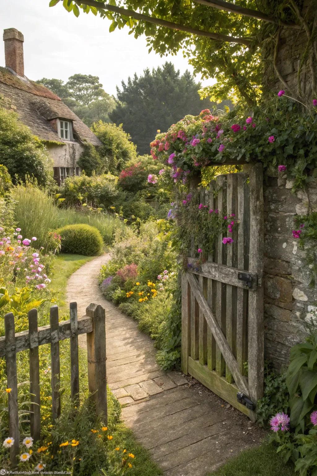 Cottage-style elements that enhance wildflower beauty.